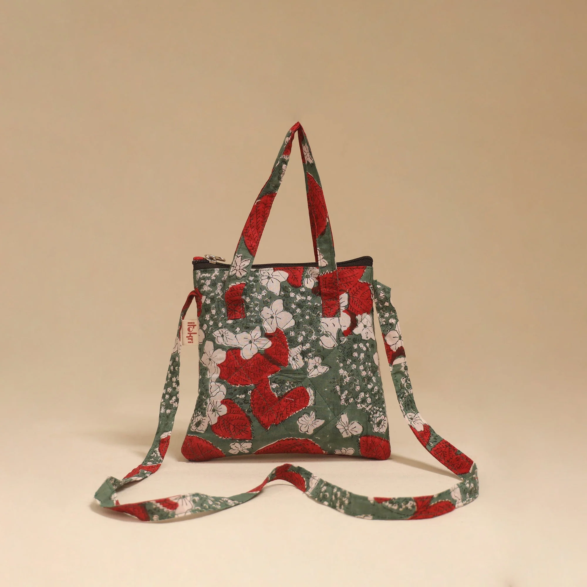 Green - Handcrafted Quilted Sling Bag 16