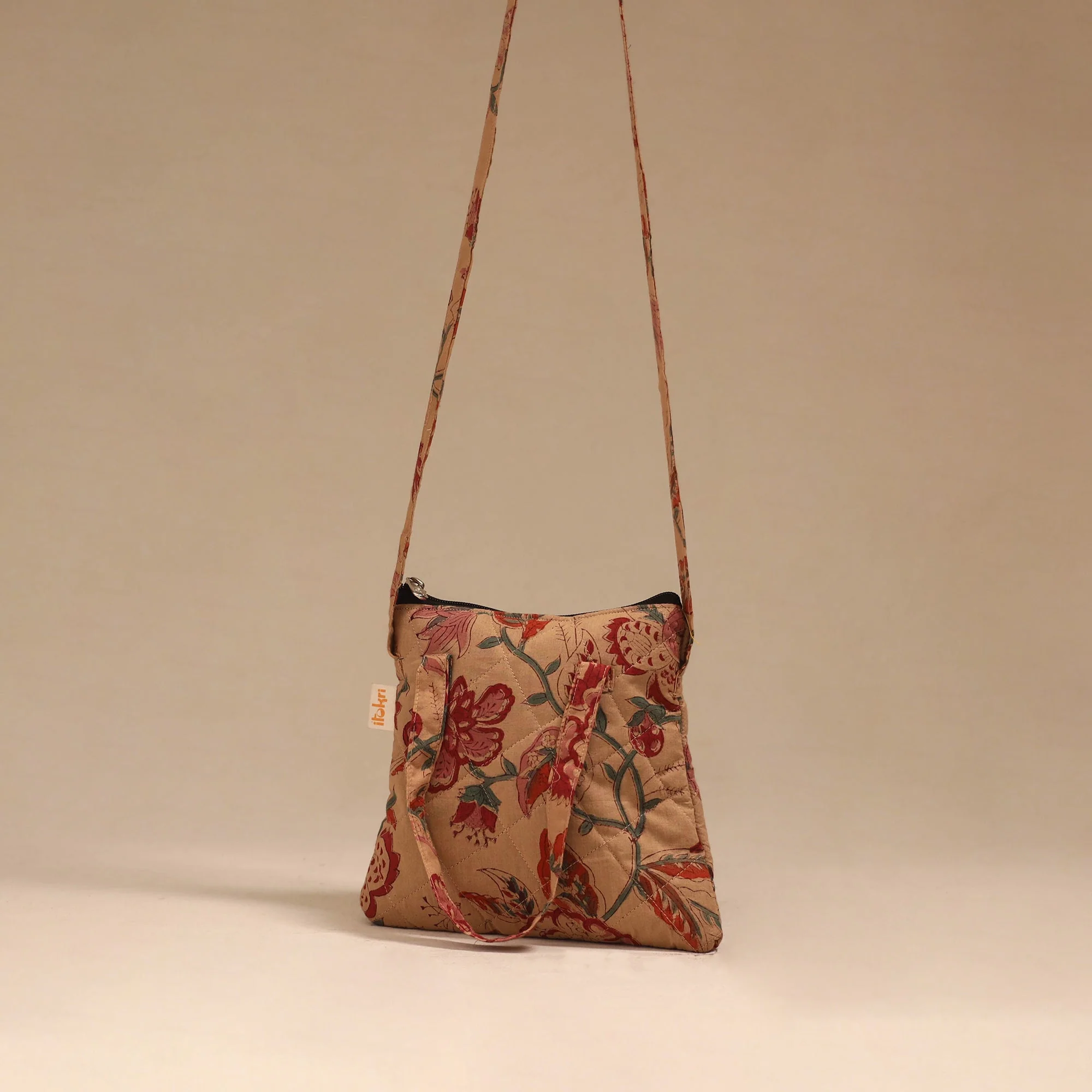 Brown - Handcrafted Quilted Sling Bag 17 - Image 2