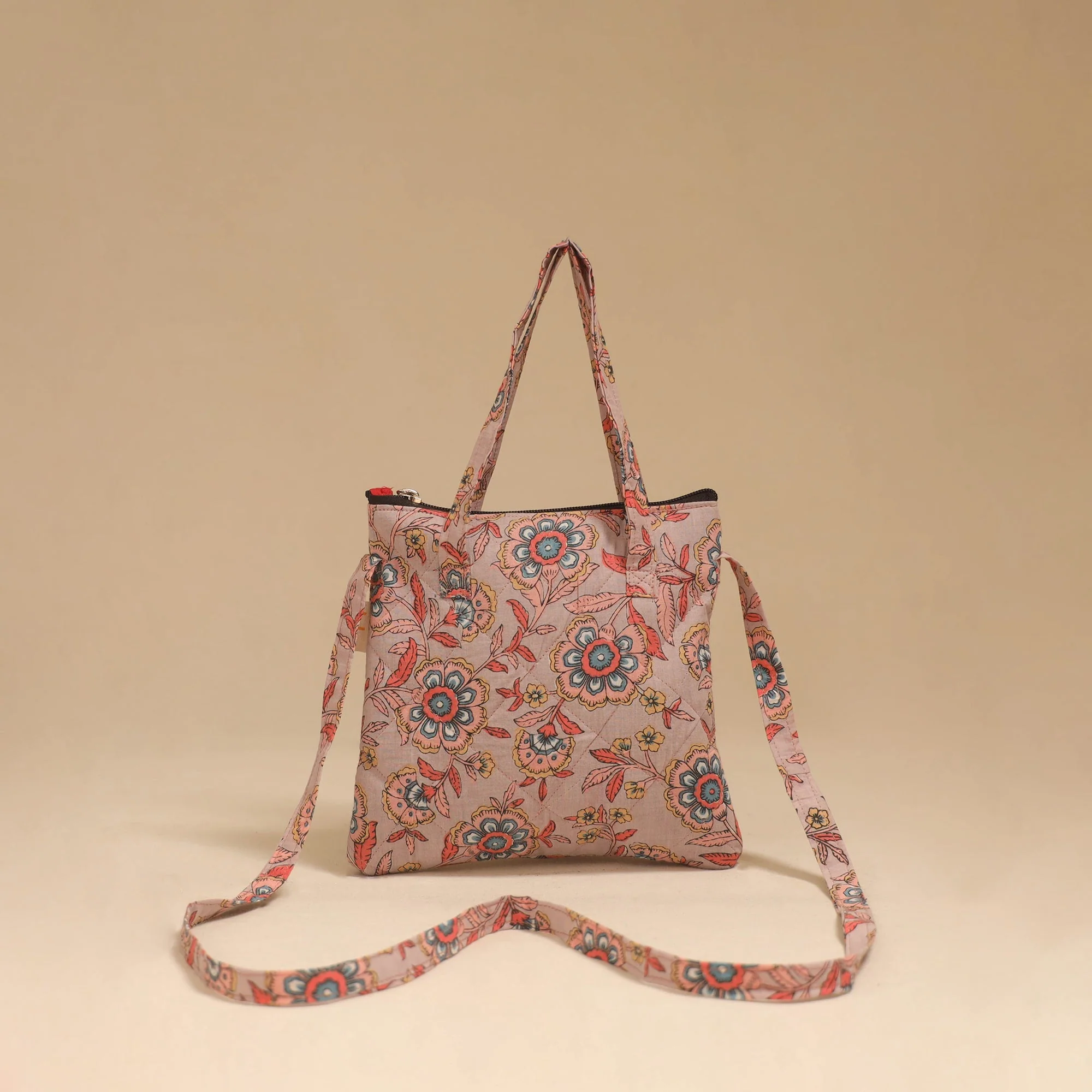 Pink - Handcrafted Quilted Sling Bag 17