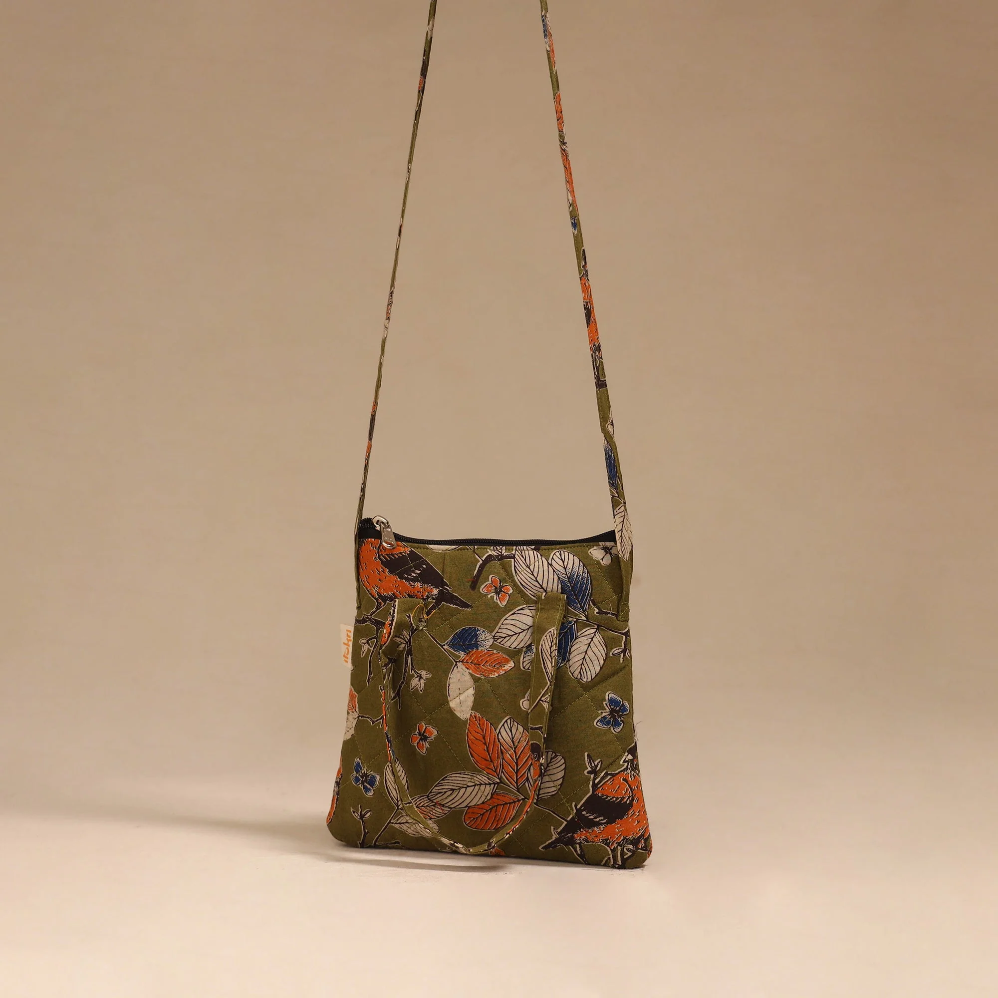 Green - Handcrafted Quilted Sling Bag 18 - Image 2