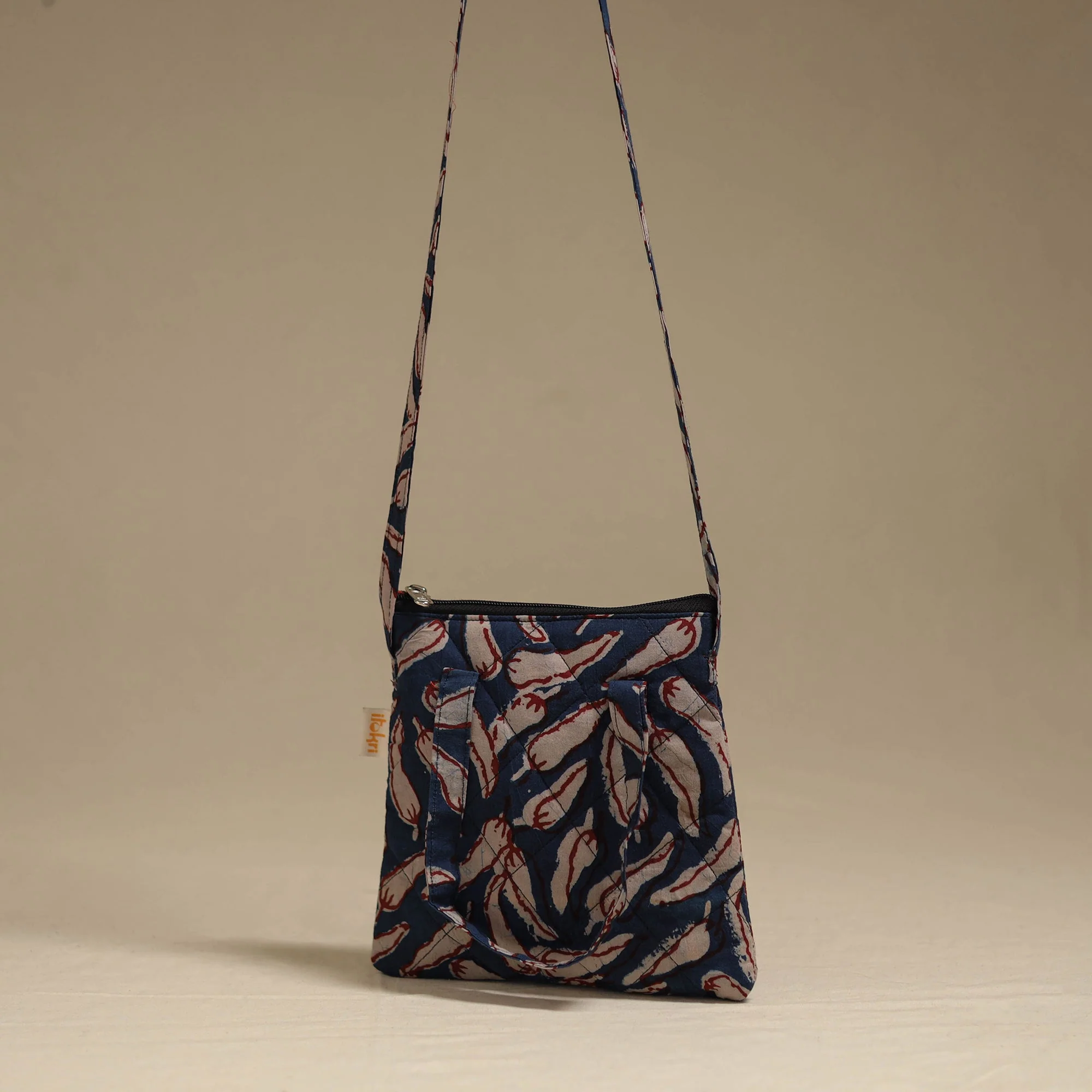Blue - Handcrafted Quilted Sling Bag 19 - Image 3