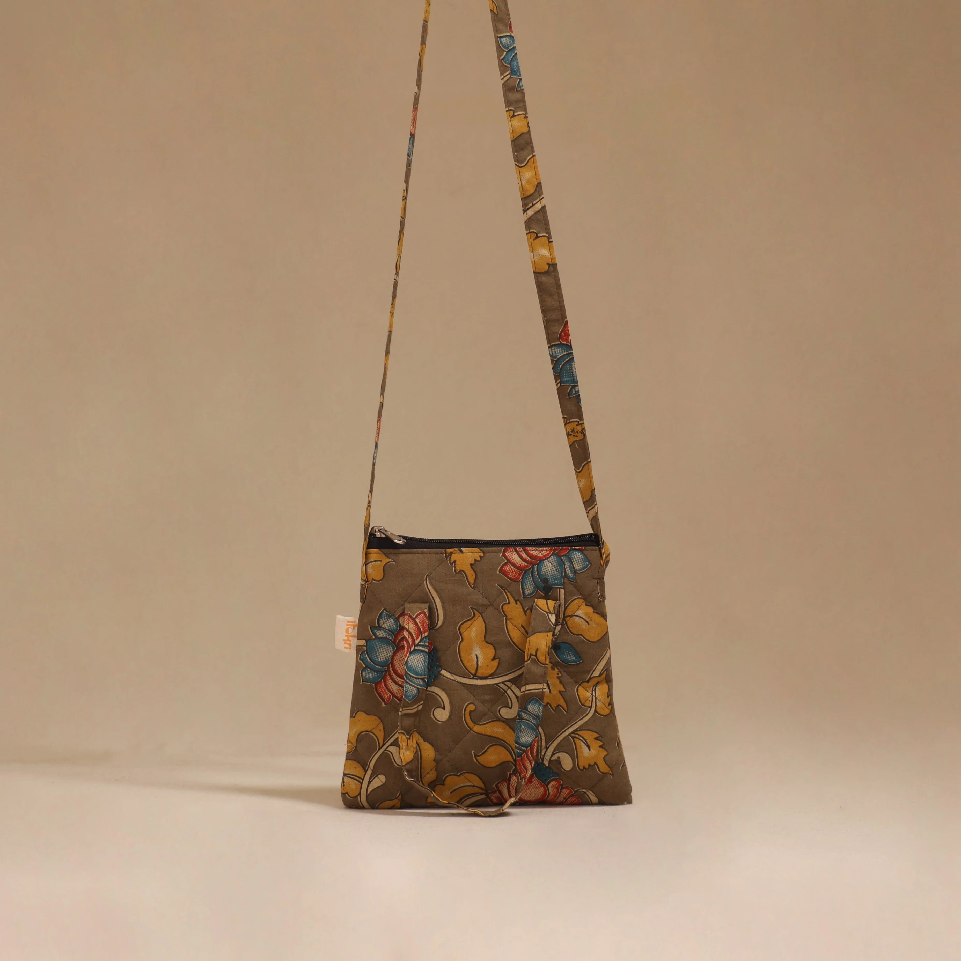 Green - Handcrafted Quilted Sling Bag 21 - Image 2