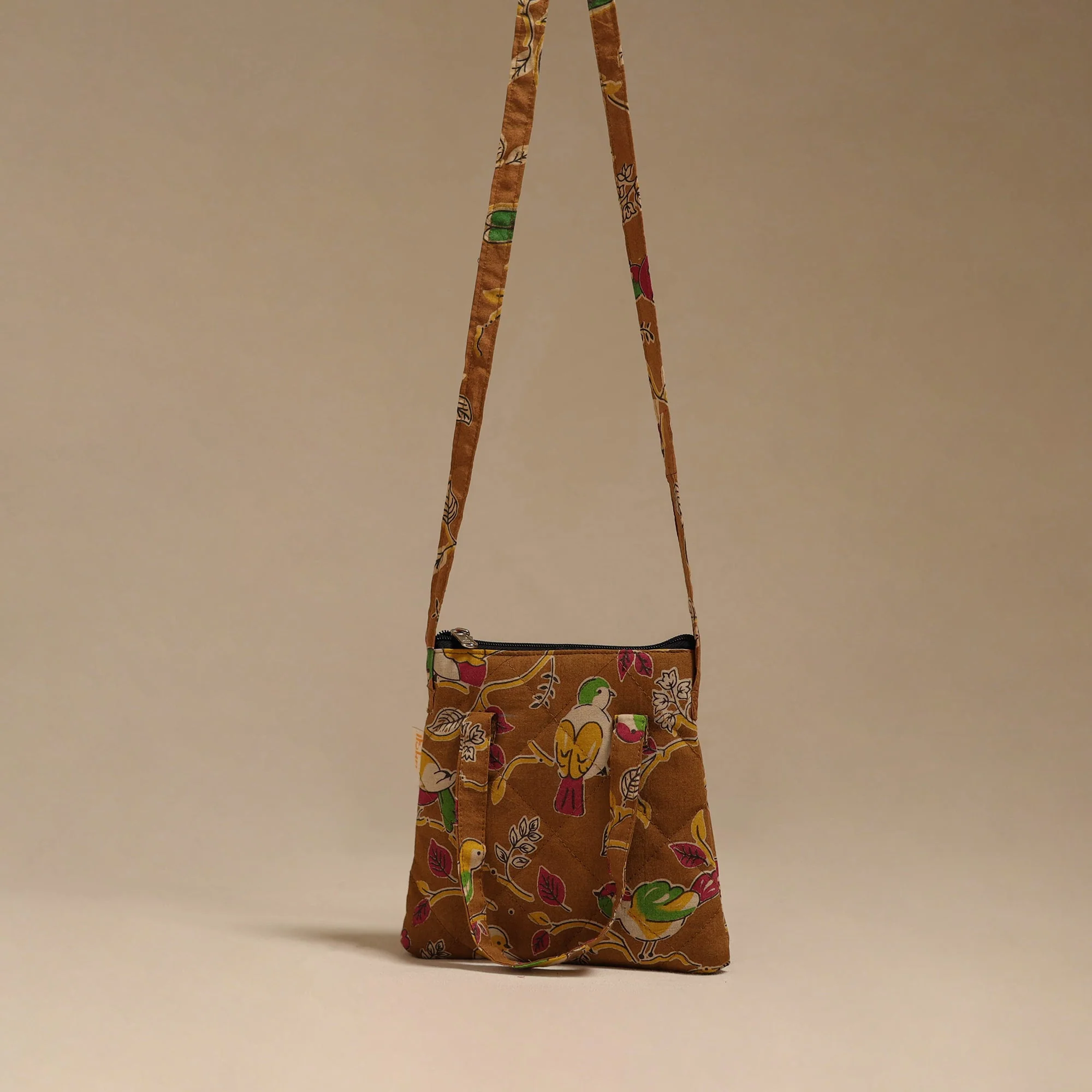 Brown - Handcrafted Quilted Sling Bag  22 - Image 3