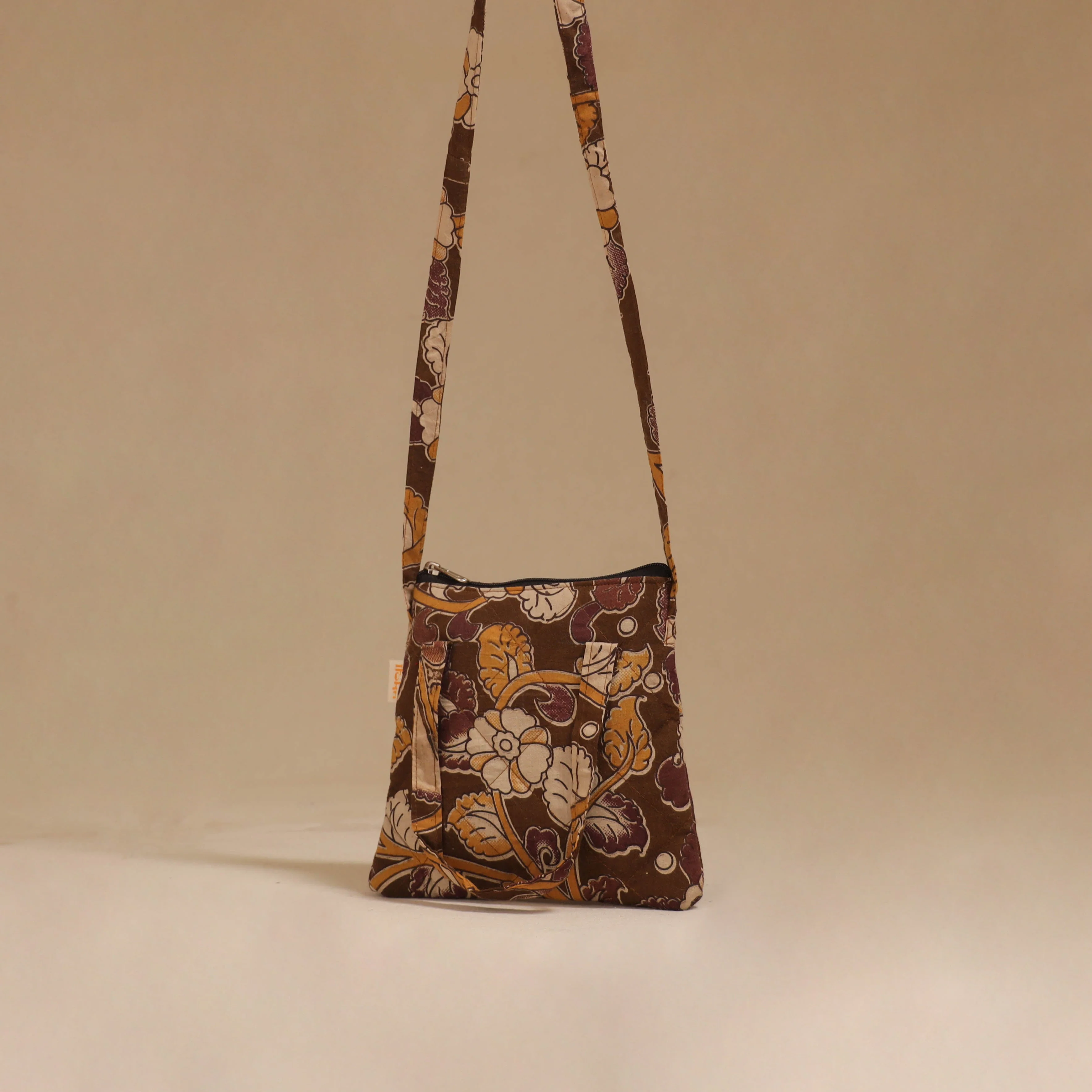 Brown - Handcrafted Quilted Sling Bag 23 - Image 3