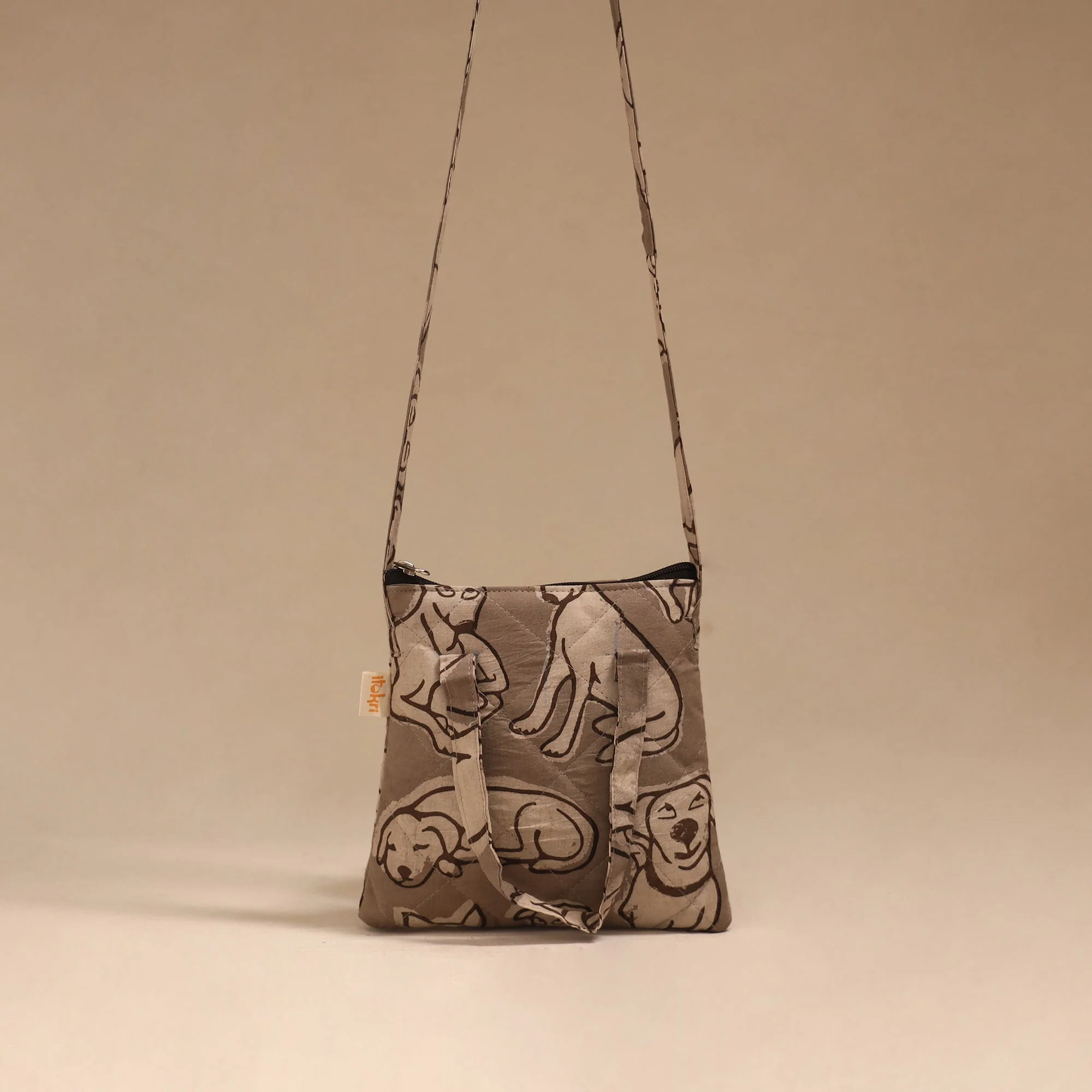 Brown - Handcrafted Quilted Sling Bag 24
