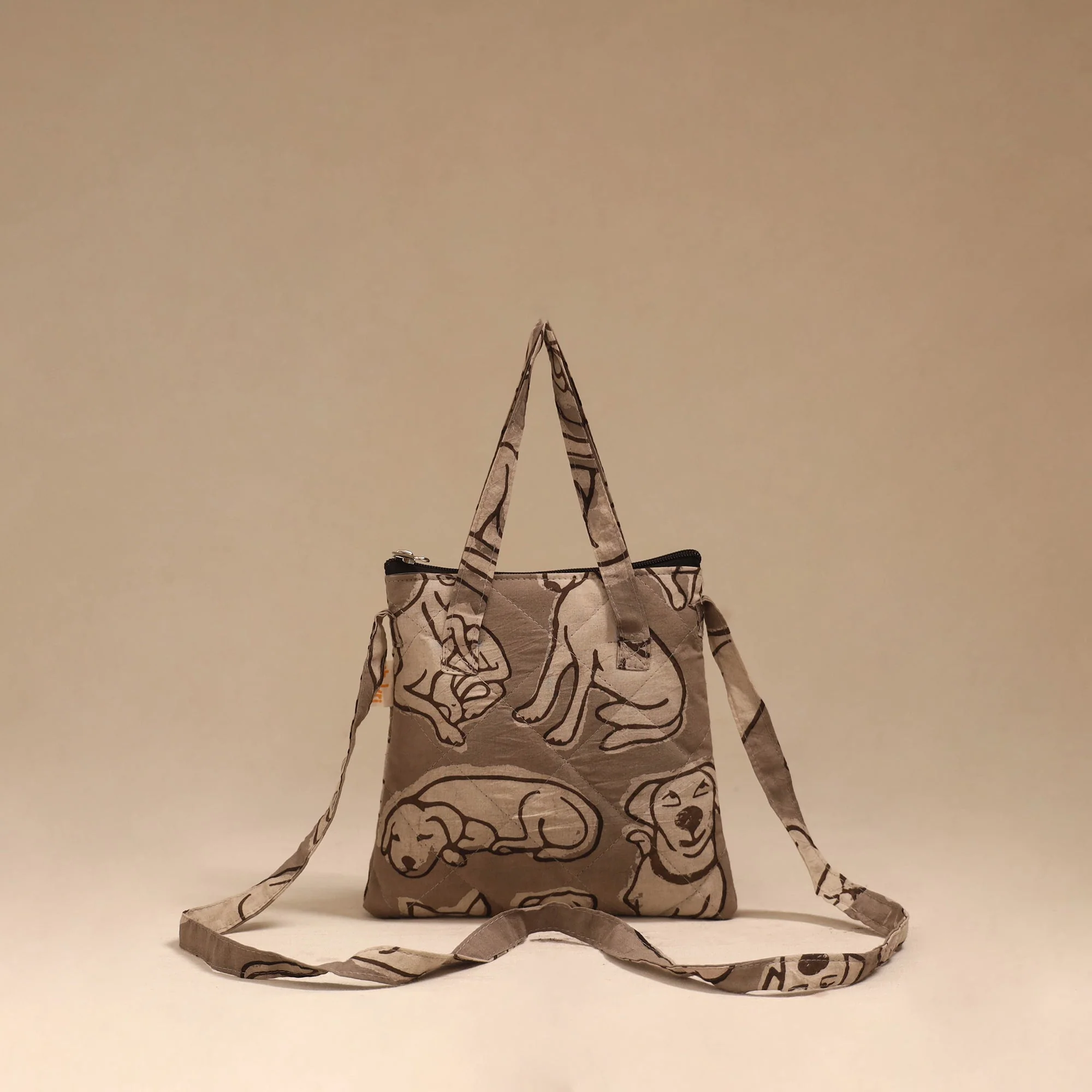 Brown - Handcrafted Quilted Sling Bag 24 - Image 3