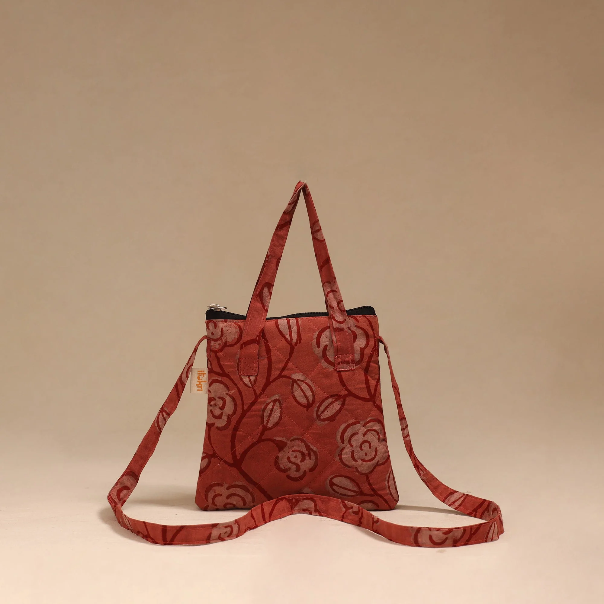 Red - Handcrafted Quilted Sling Bag 25 - Image 3