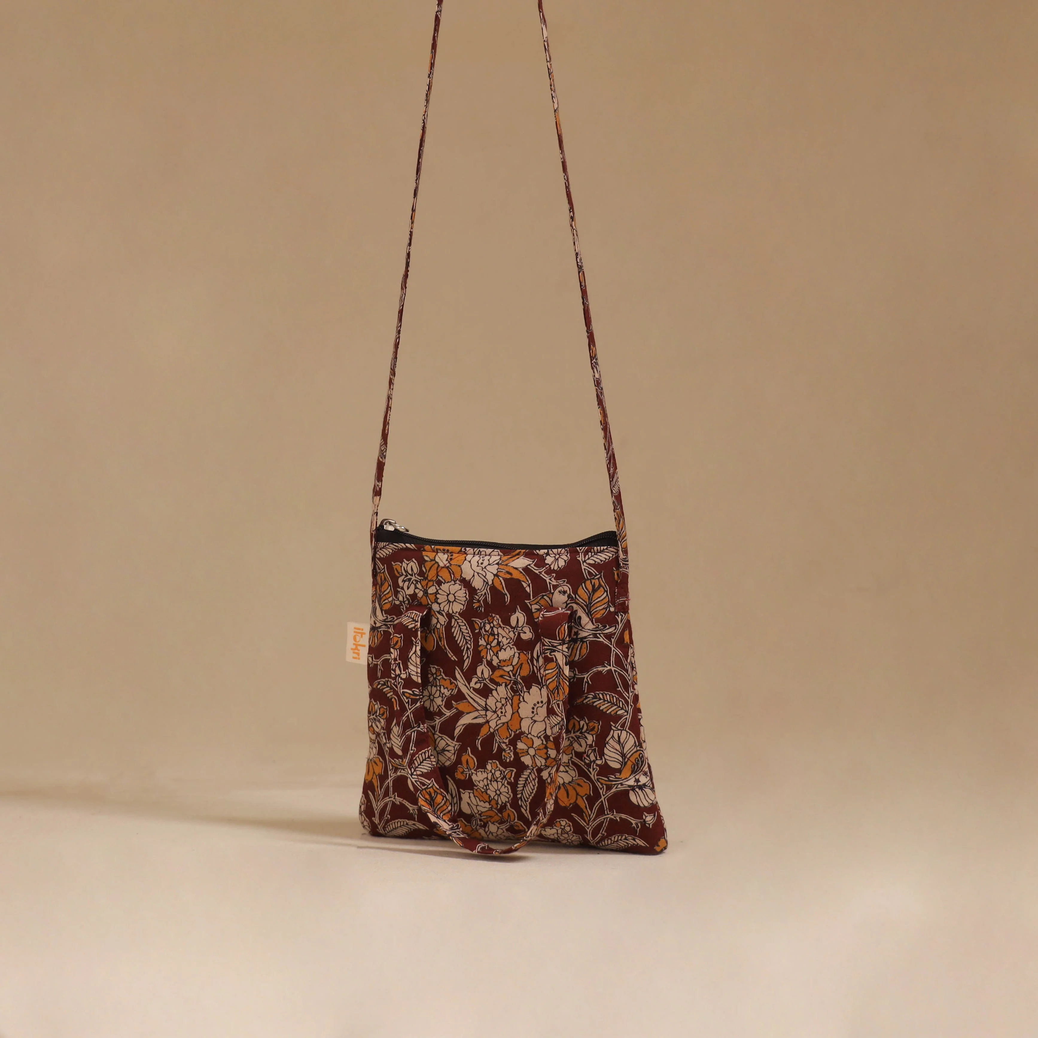 Brown - Handcrafted Quilted Sling Bag 26 - Image 3