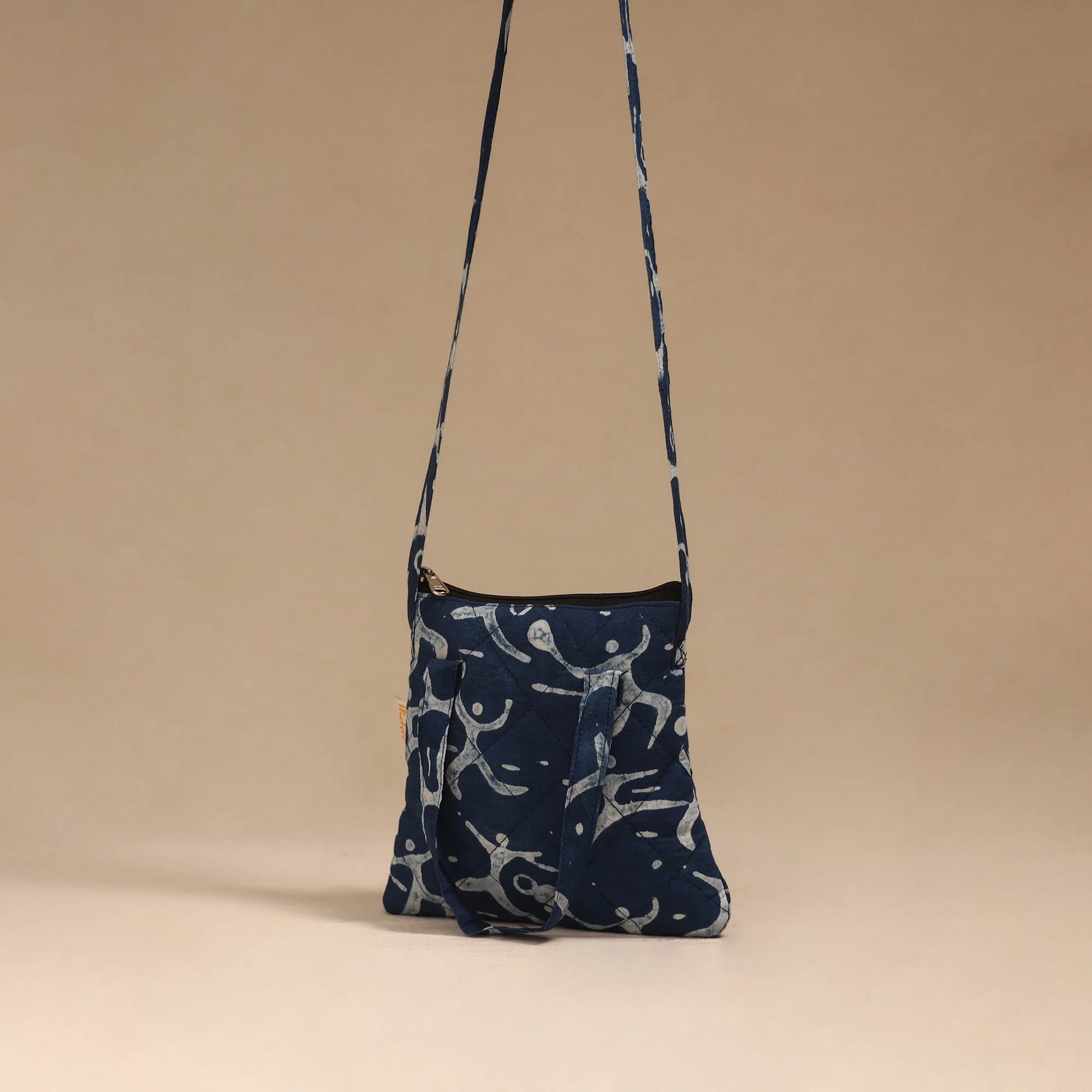 Blue - Handcrafted Quilted Sling Bag 26 - Image 2