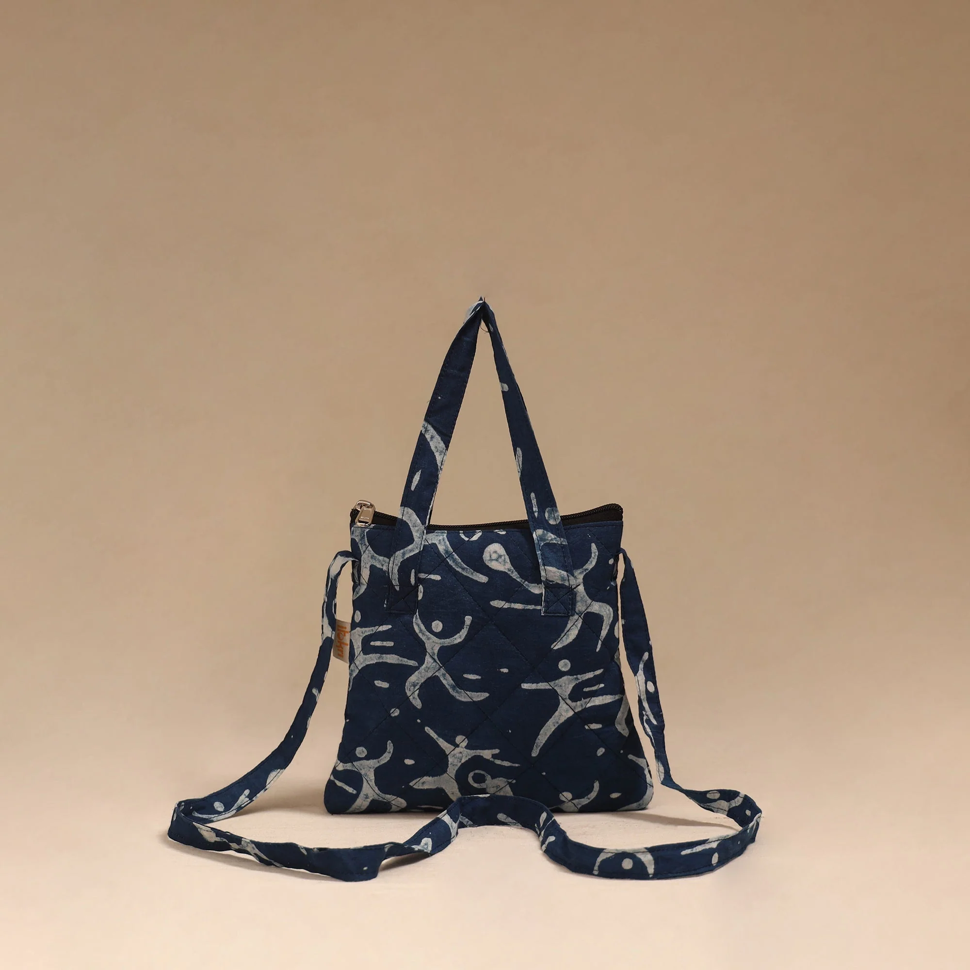 Blue - Handcrafted Quilted Sling Bag 26 - Image 3