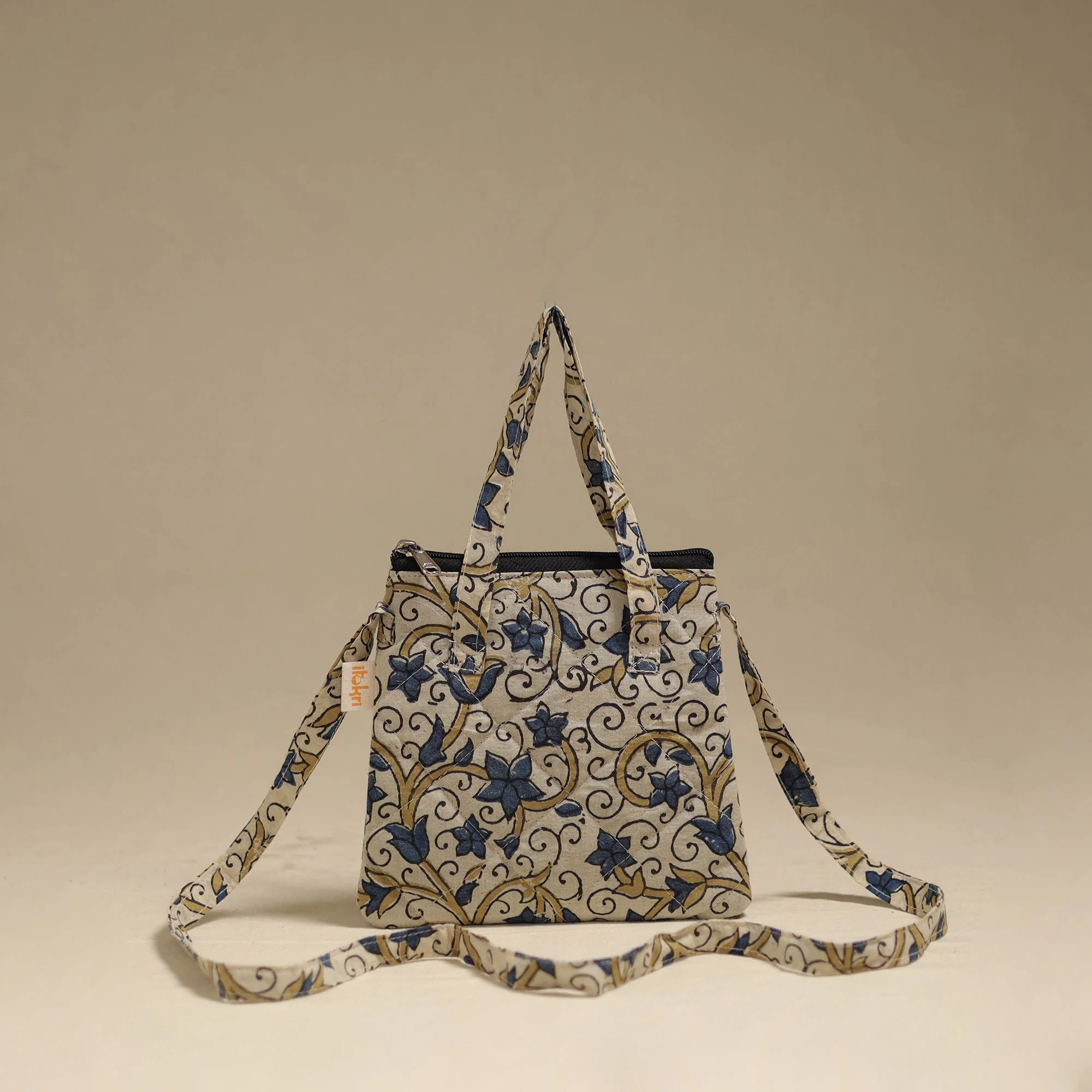 Beige - Handcrafted Quilted Sling Bag 26