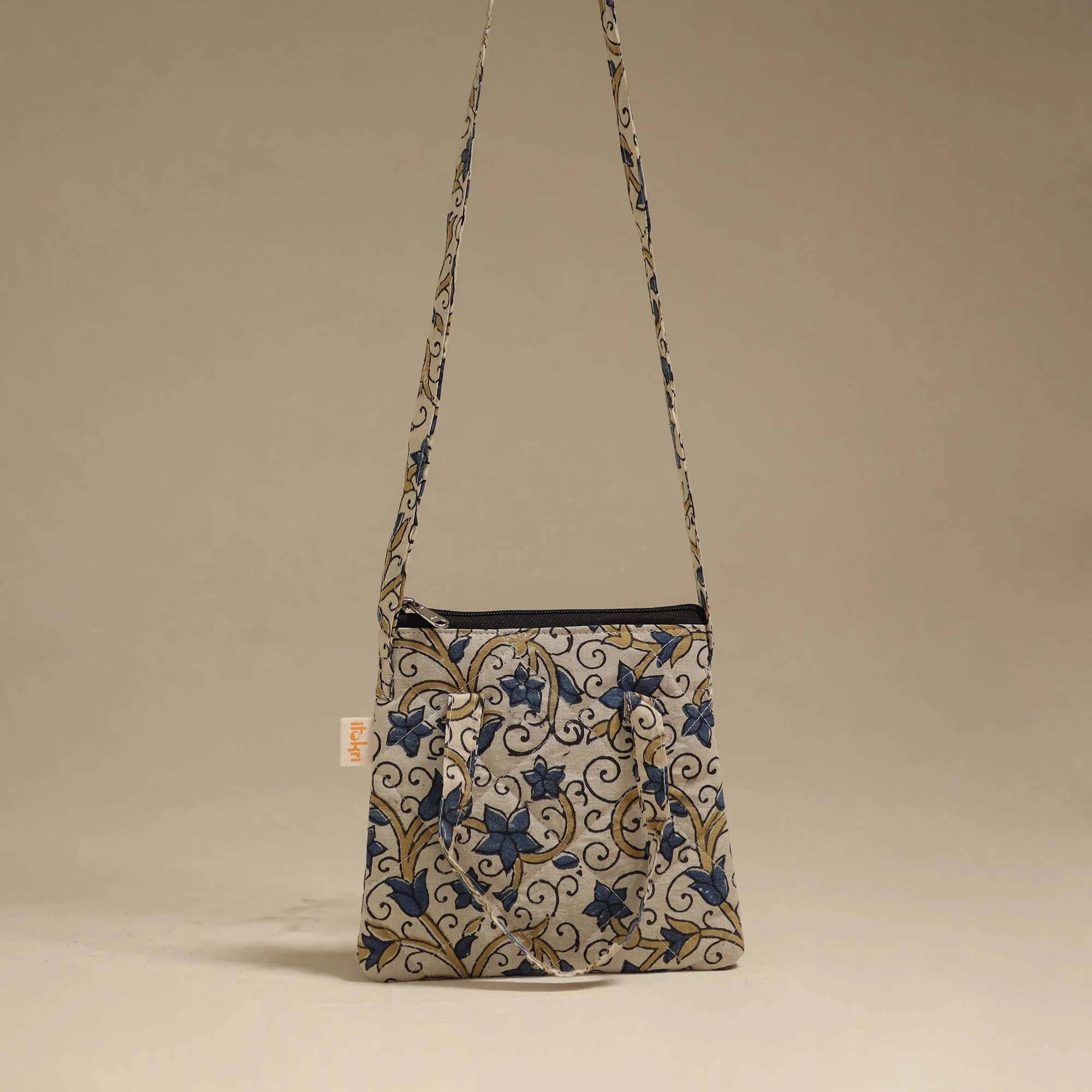 Beige - Handcrafted Quilted Sling Bag 26 - Image 2