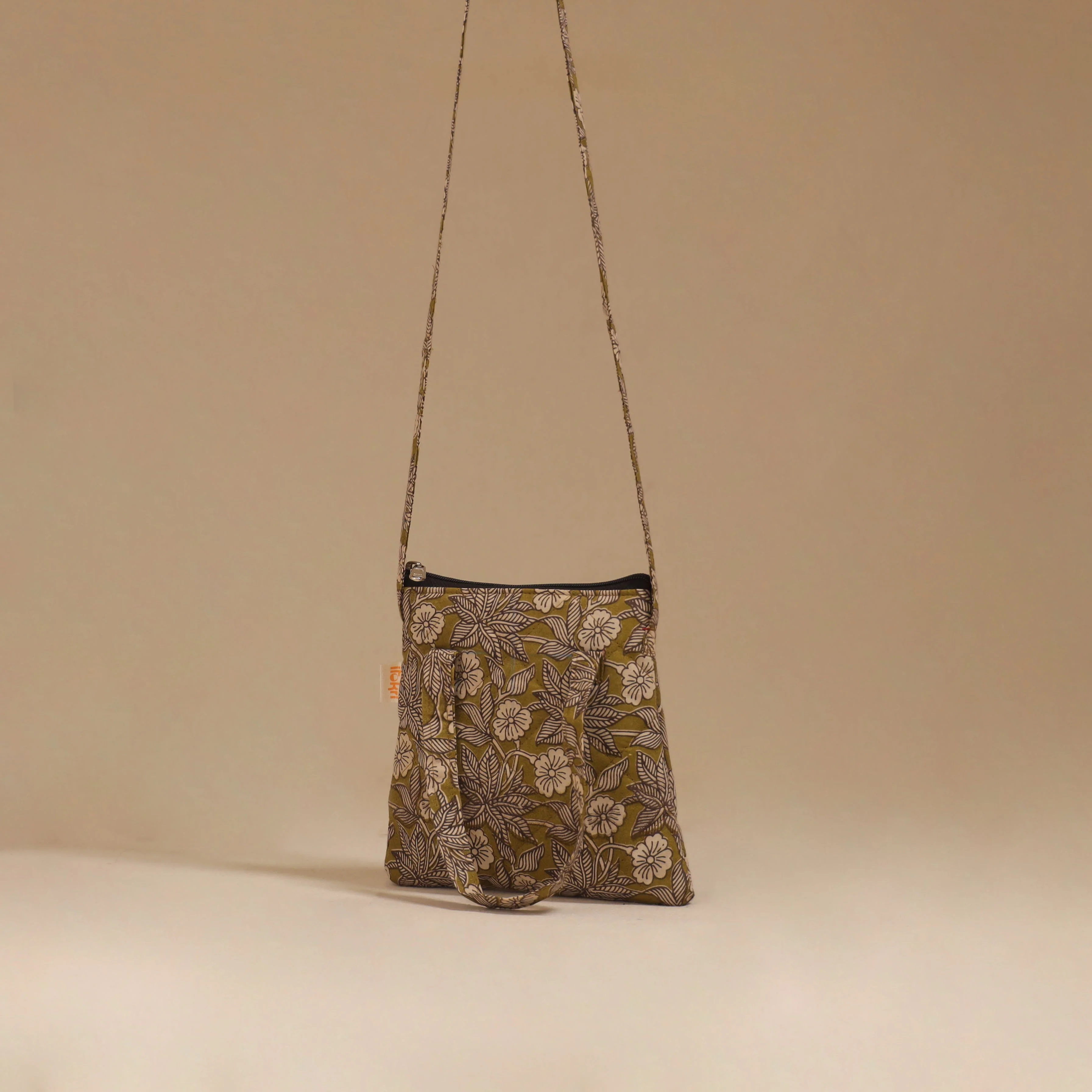 Green - Handcrafted Quilted Sling Bag 27 - Image 3