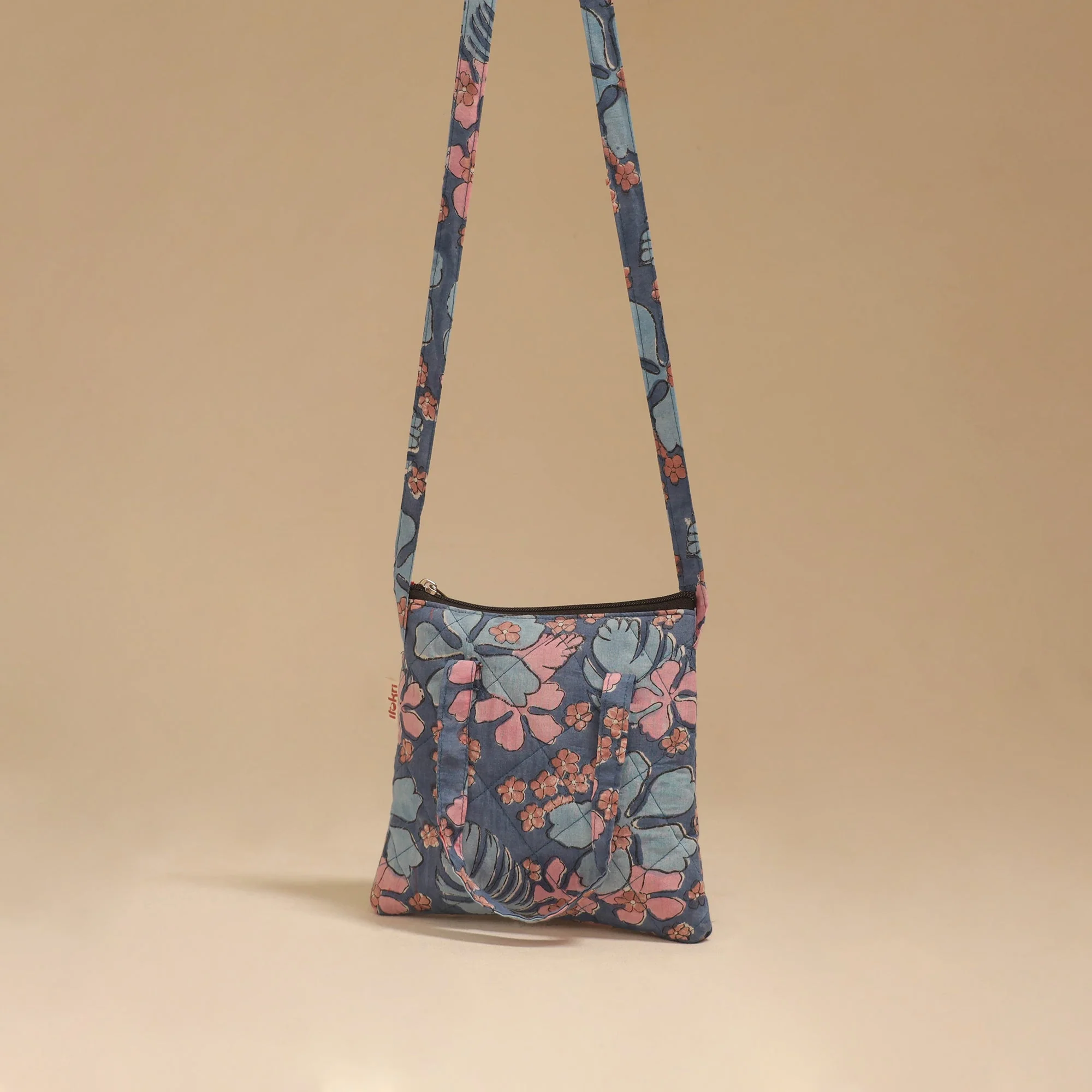 Blue - Handcrafted Quilted Sling Bag 27 - Image 3