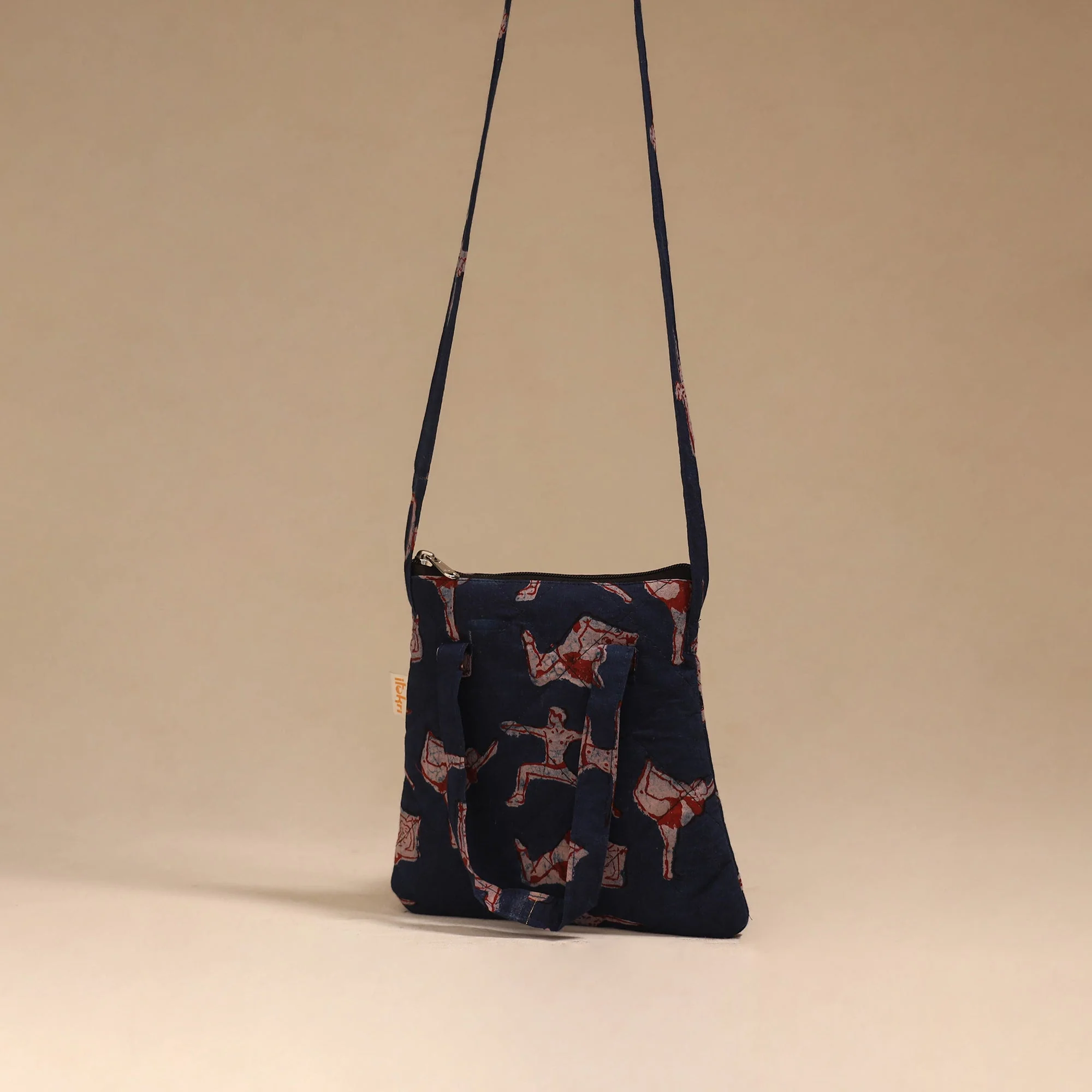Blue - Handcrafted Quilted Sling Bag 28 - Image 2