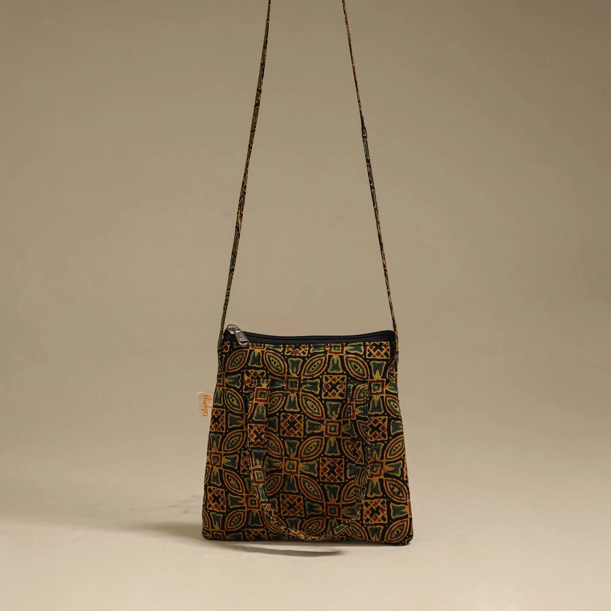 Green - Handcrafted Quilted Sling Bag 29 - Image 3