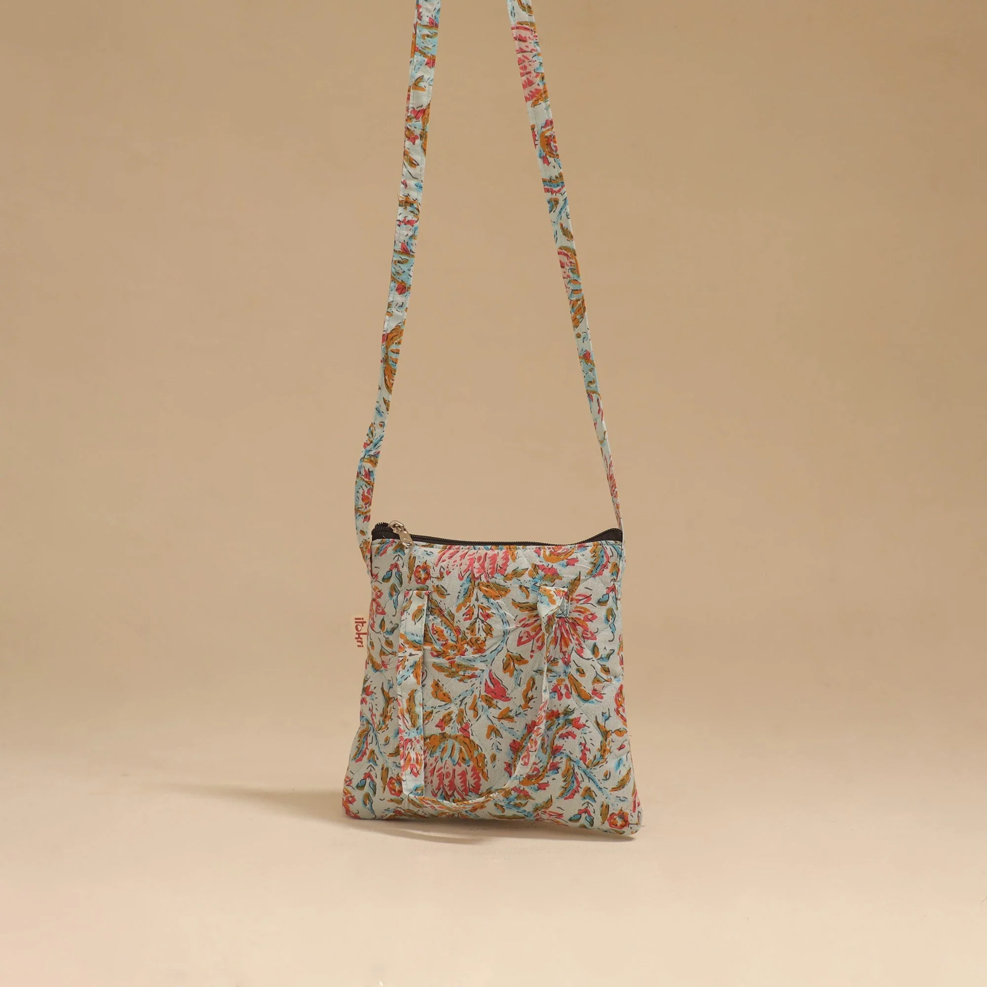 Green - Handcrafted Quilted Sling Bag 31 - Image 3