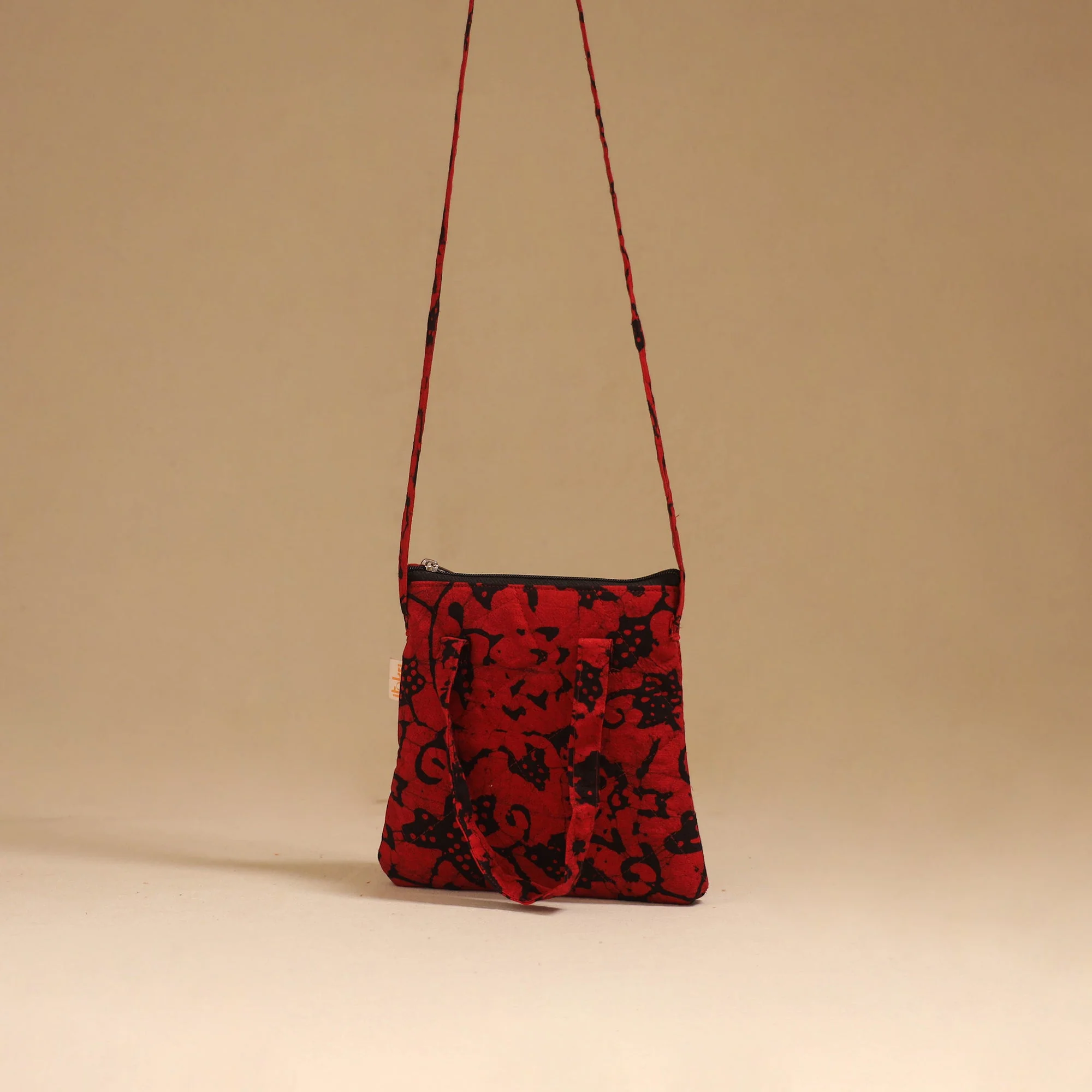Red - Handcrafted Quilted Sling Bag 32 - Image 2