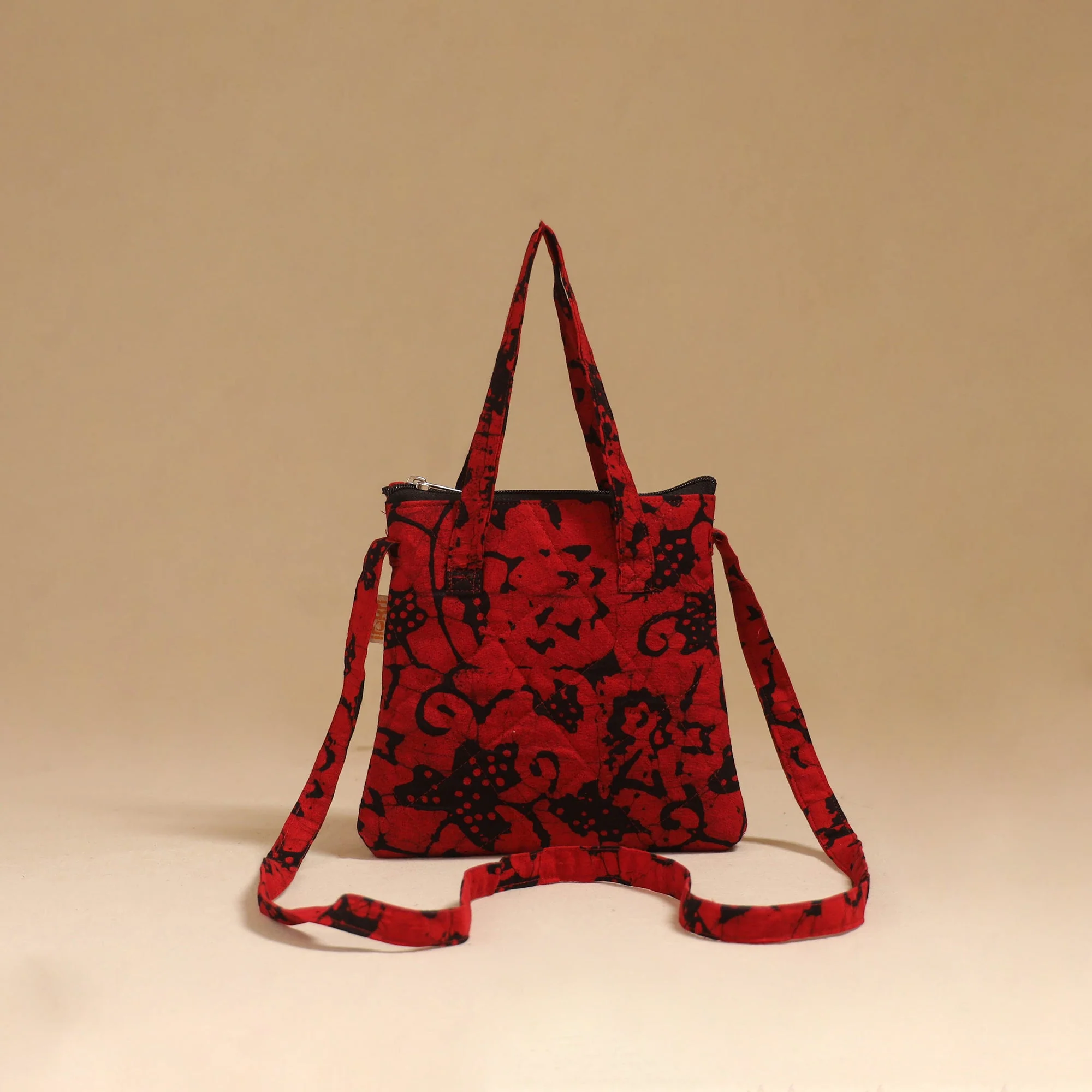 Red - Handcrafted Quilted Sling Bag 32 - Image 3