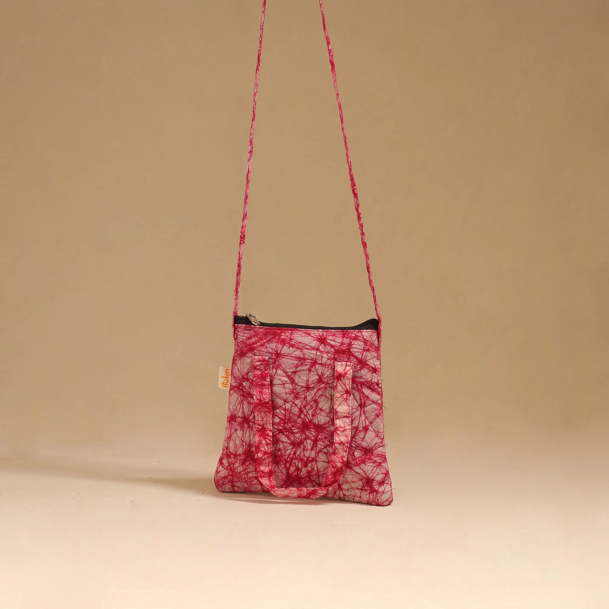 Pink - Handcrafted Quilted Sling Bag 33 - Image 2