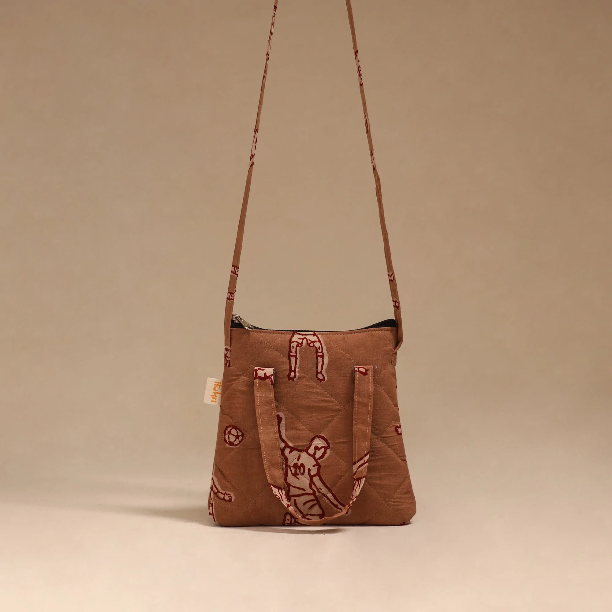 Brown - Handcrafted Quilted Sling Bag 33