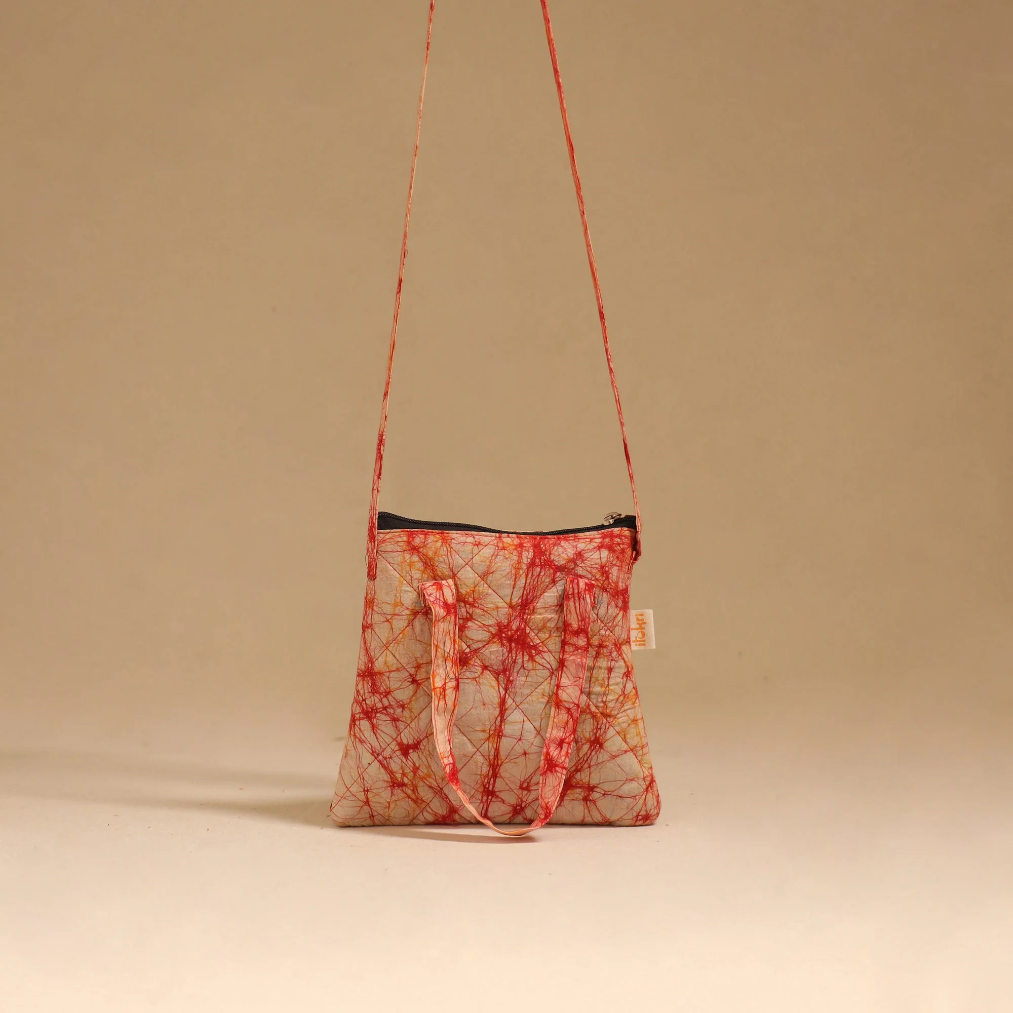 Red - Handcrafted Quilted Sling Bag 34