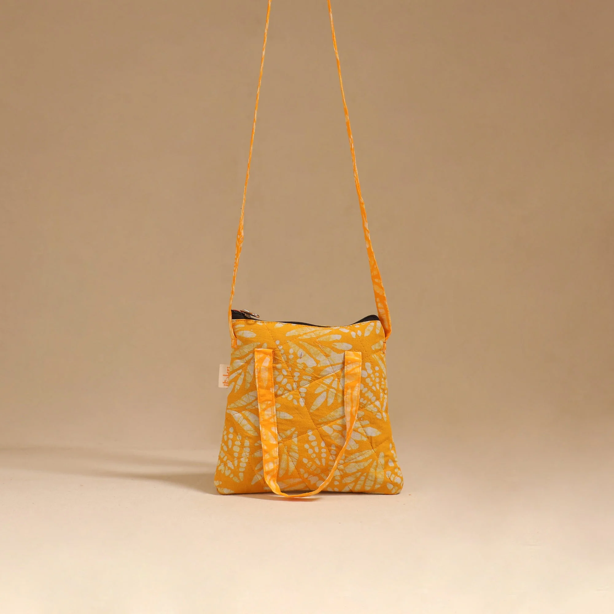 Yellow - Handcrafted Quilted Sling Bag 35