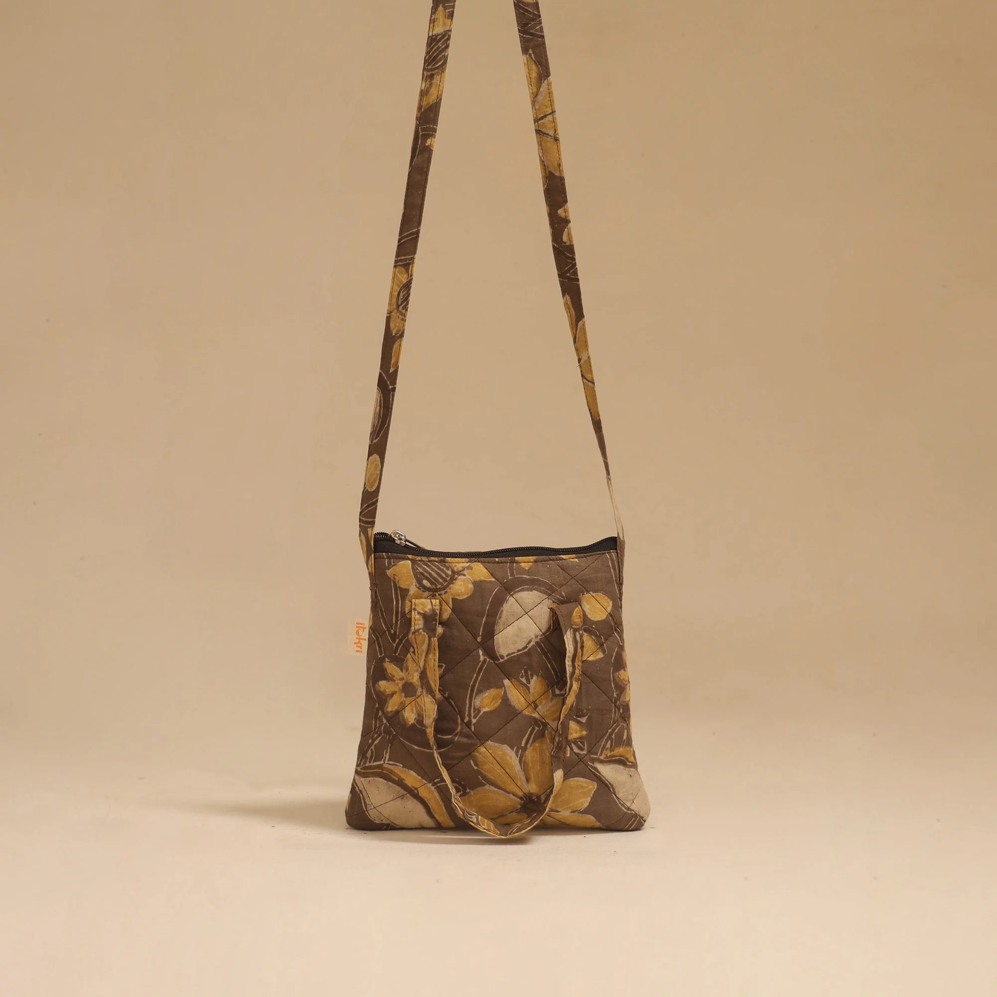 Brown - Handcrafted Quilted Sling Bag 39 - Image 2