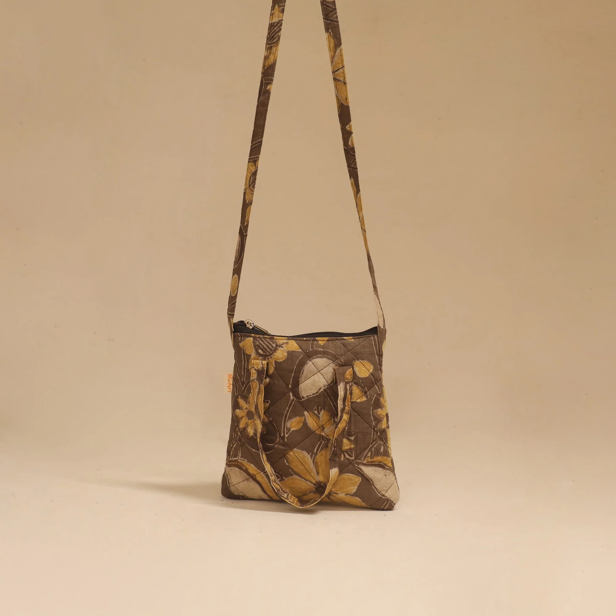 Brown - Handcrafted Quilted Sling Bag 39 - Image 3