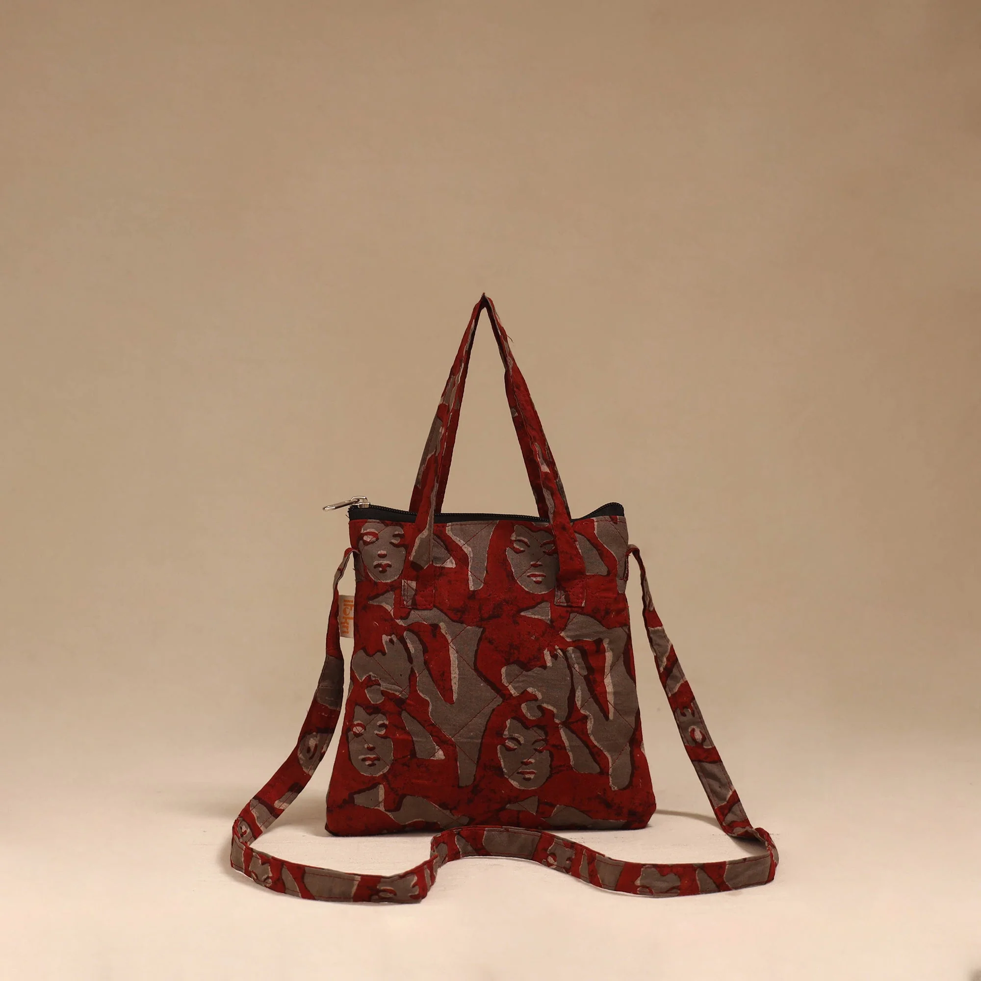 Red - Handcrafted Quilted Sling Bag 44 - Image 3