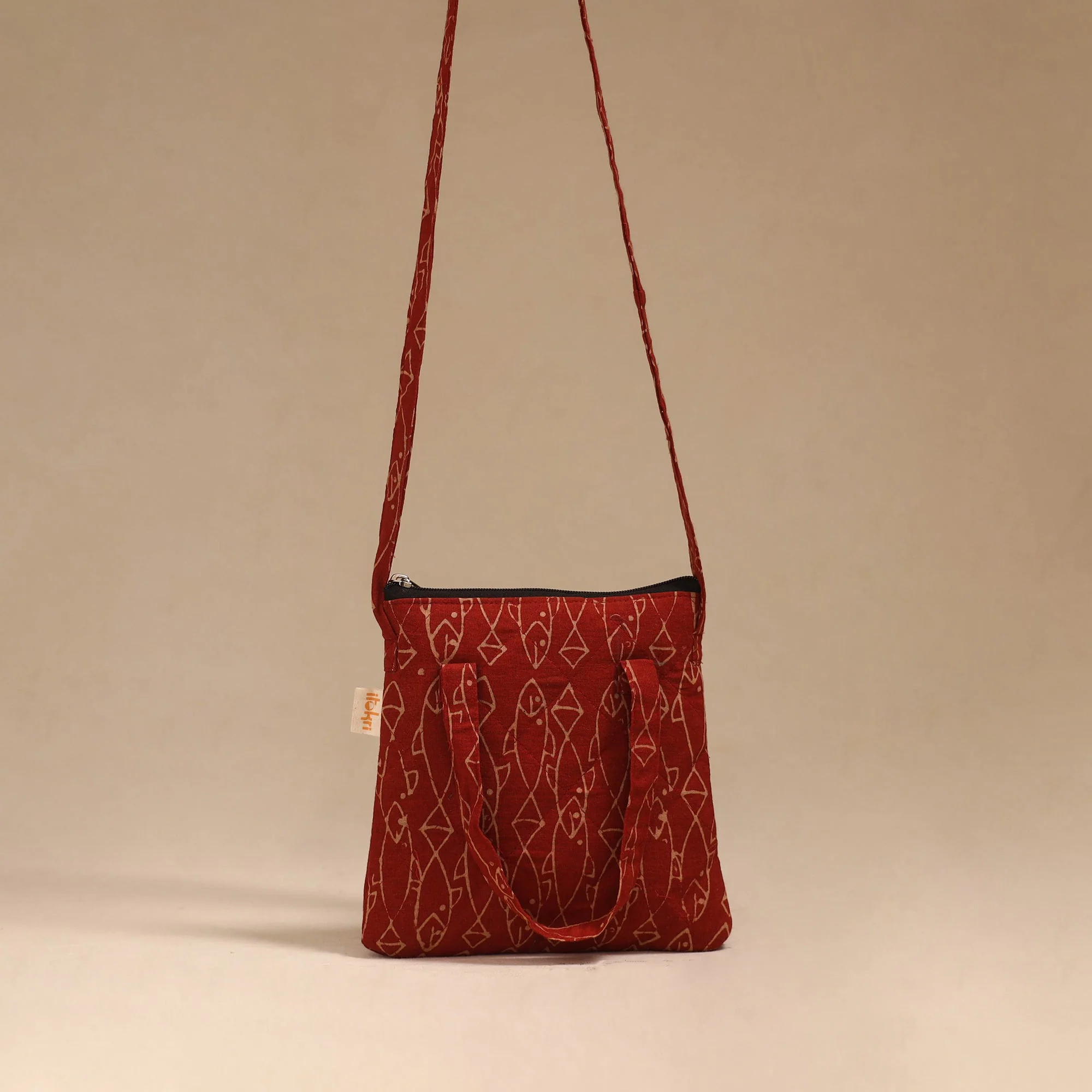 Red - Handcrafted Quilted Sling Bag 46