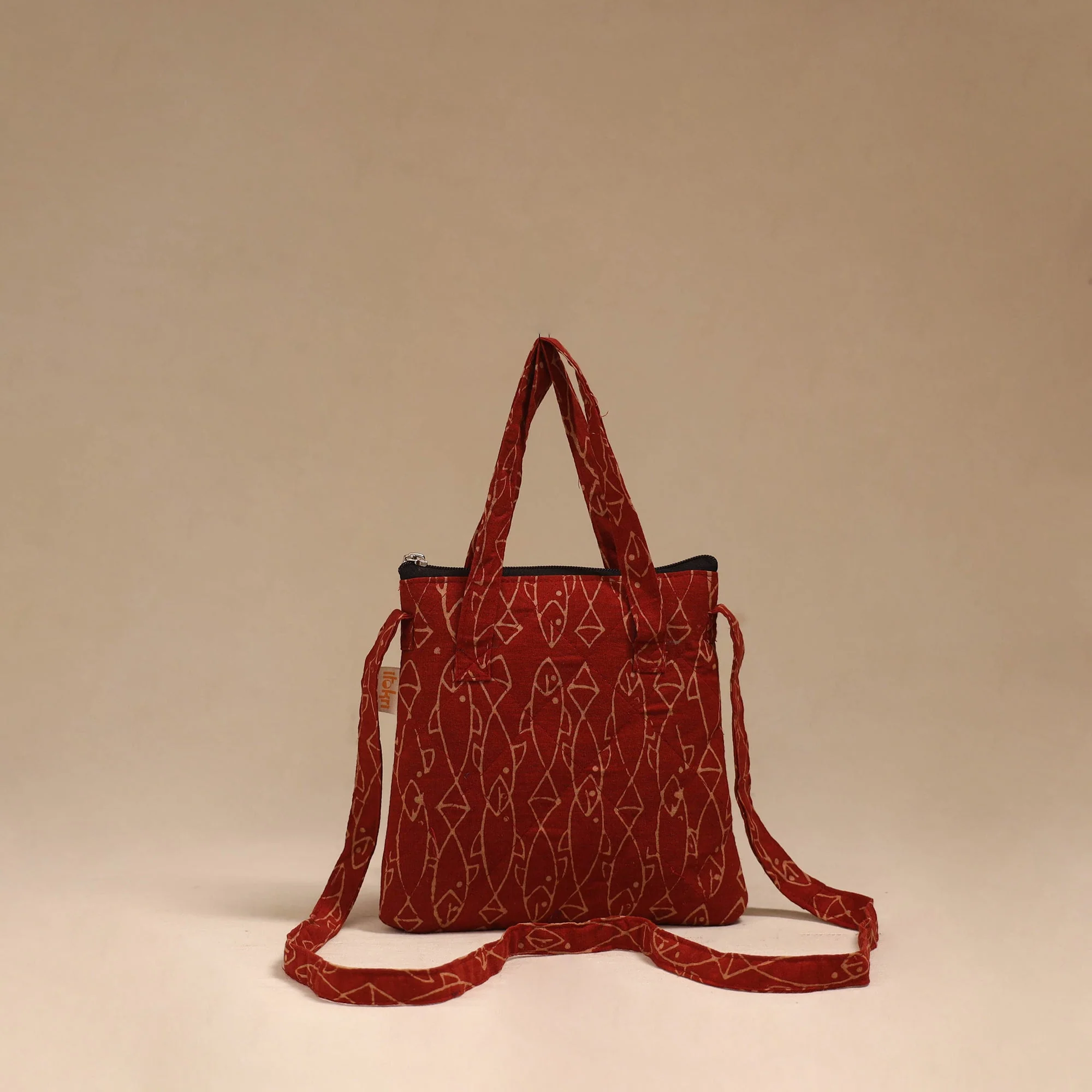 Red - Handcrafted Quilted Sling Bag 46 - Image 3