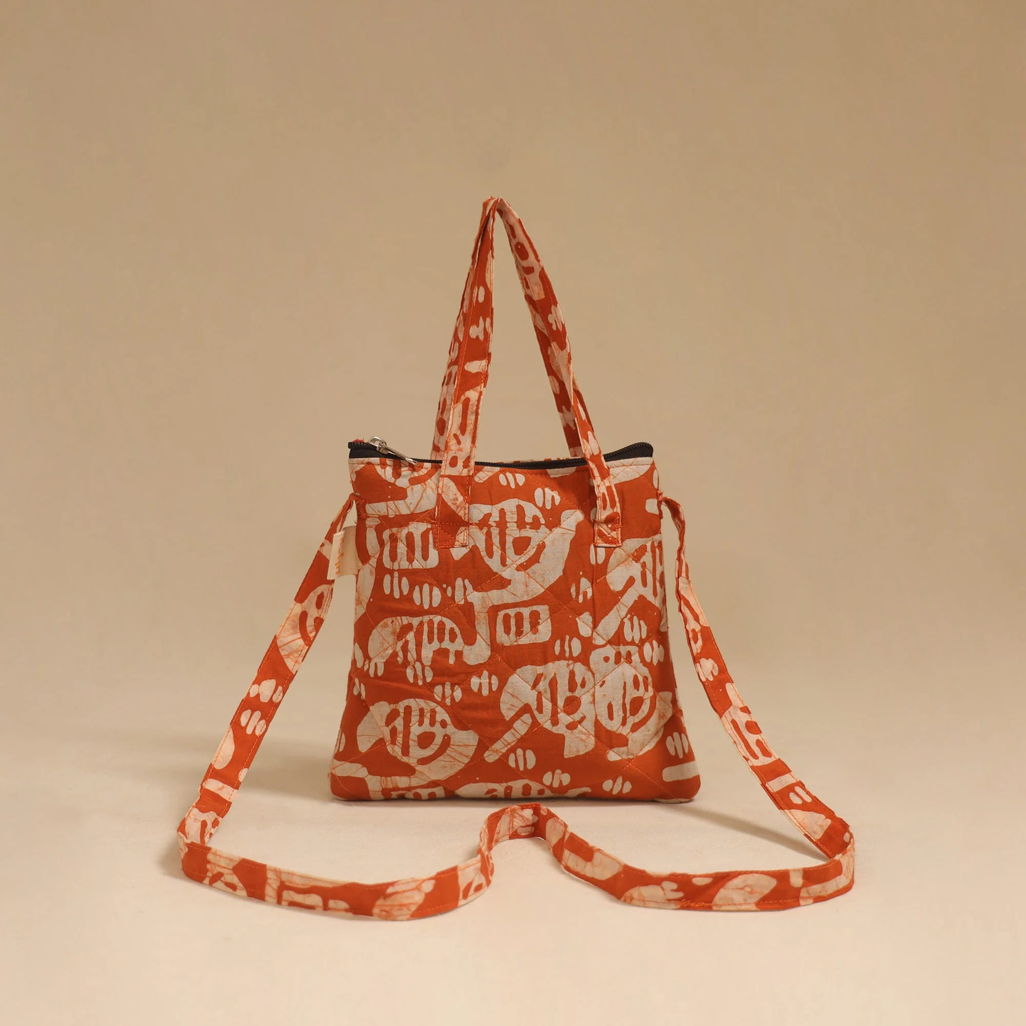 Orange - Handcrafted Quilted Sling Bag 46