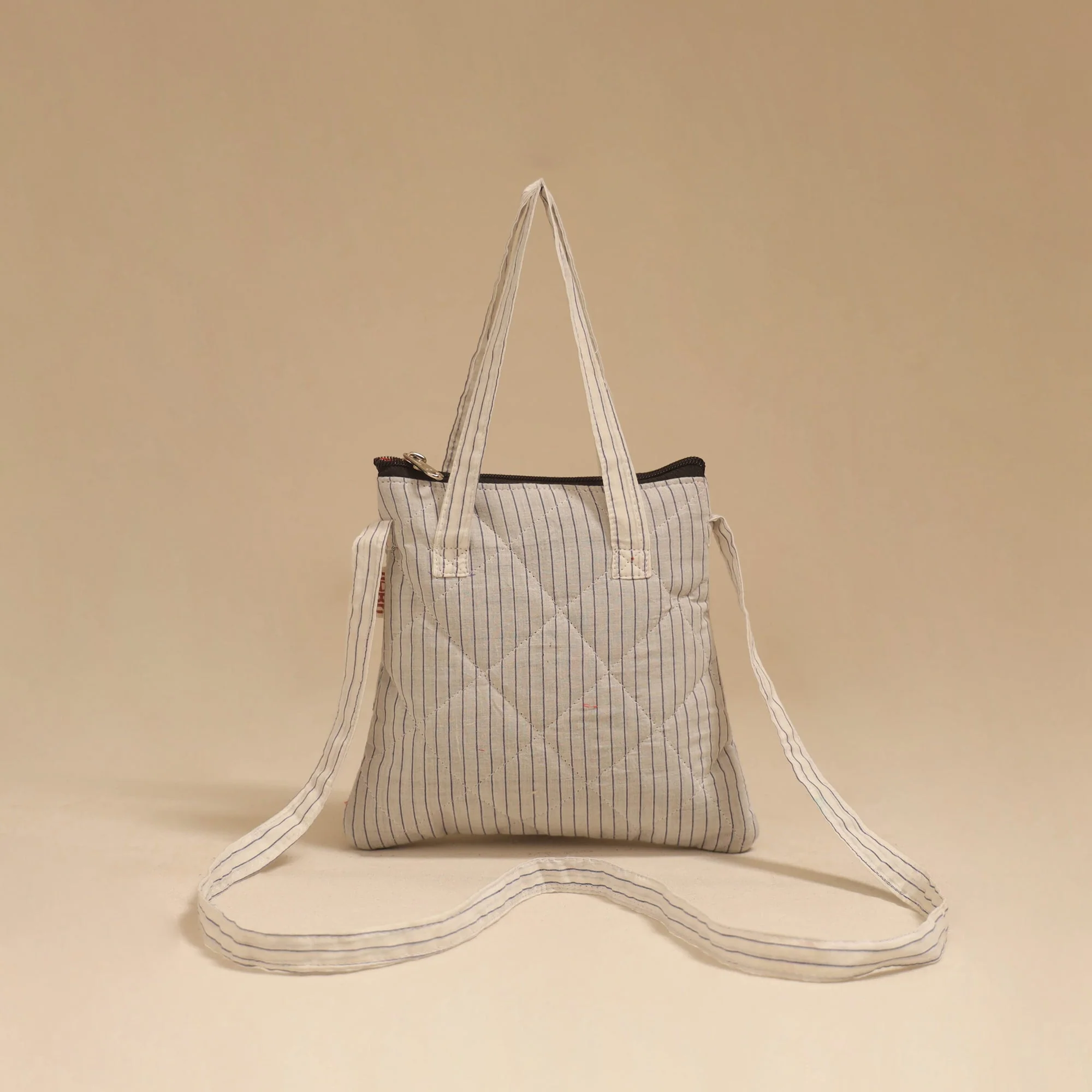 White - Handcrafted Quilted Sling Bag 47