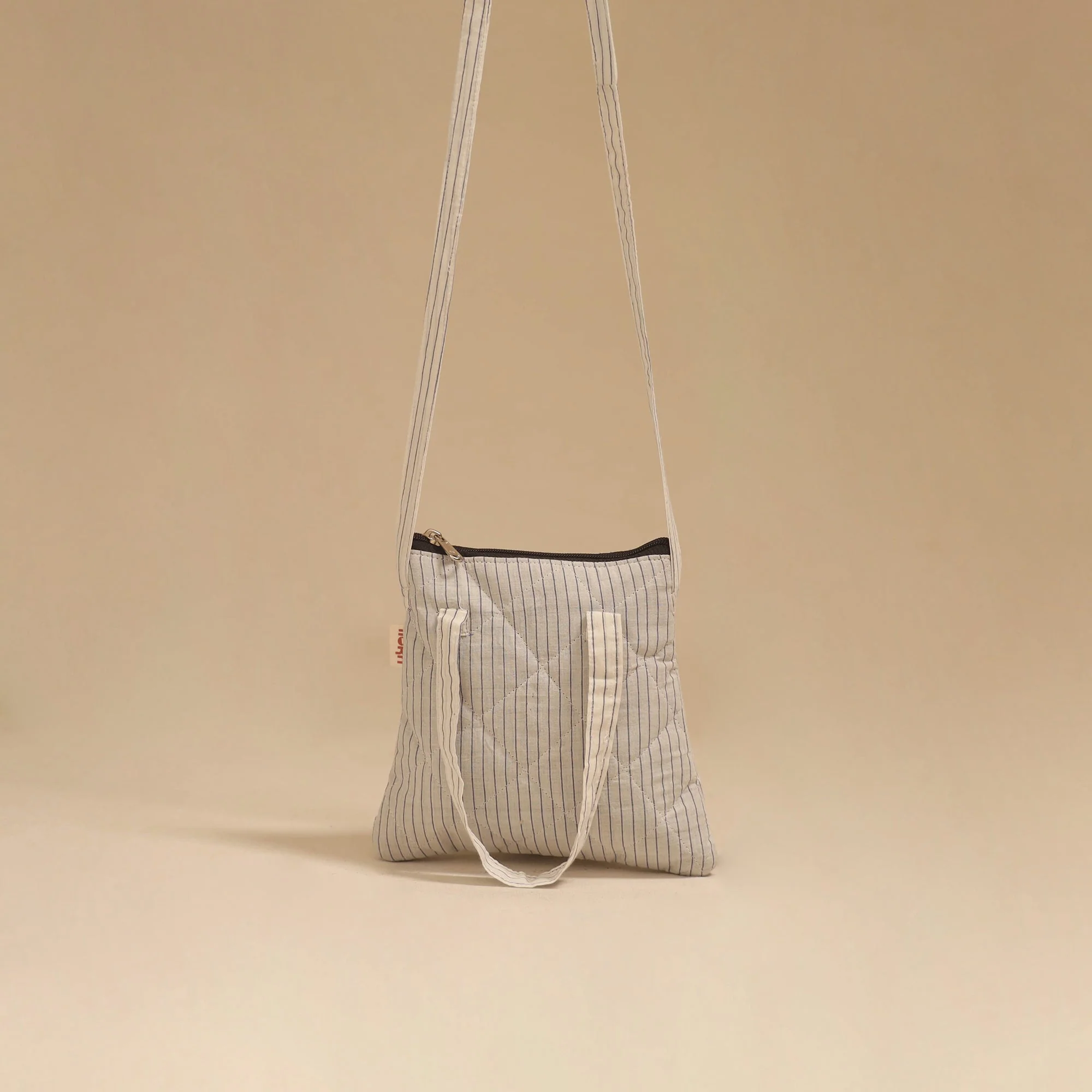 White - Handcrafted Quilted Sling Bag 47 - Image 3