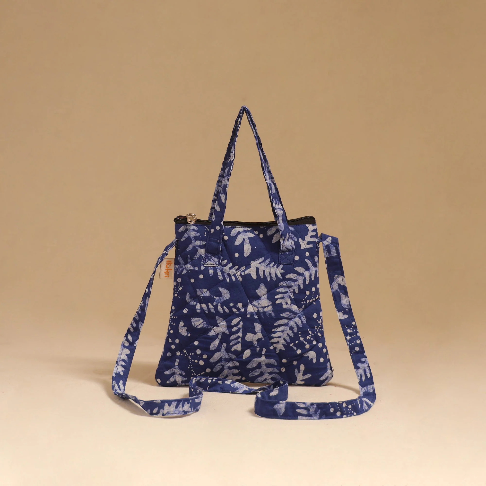 Blue - Handcrafted Quilted Sling Bag 51 - Image 3