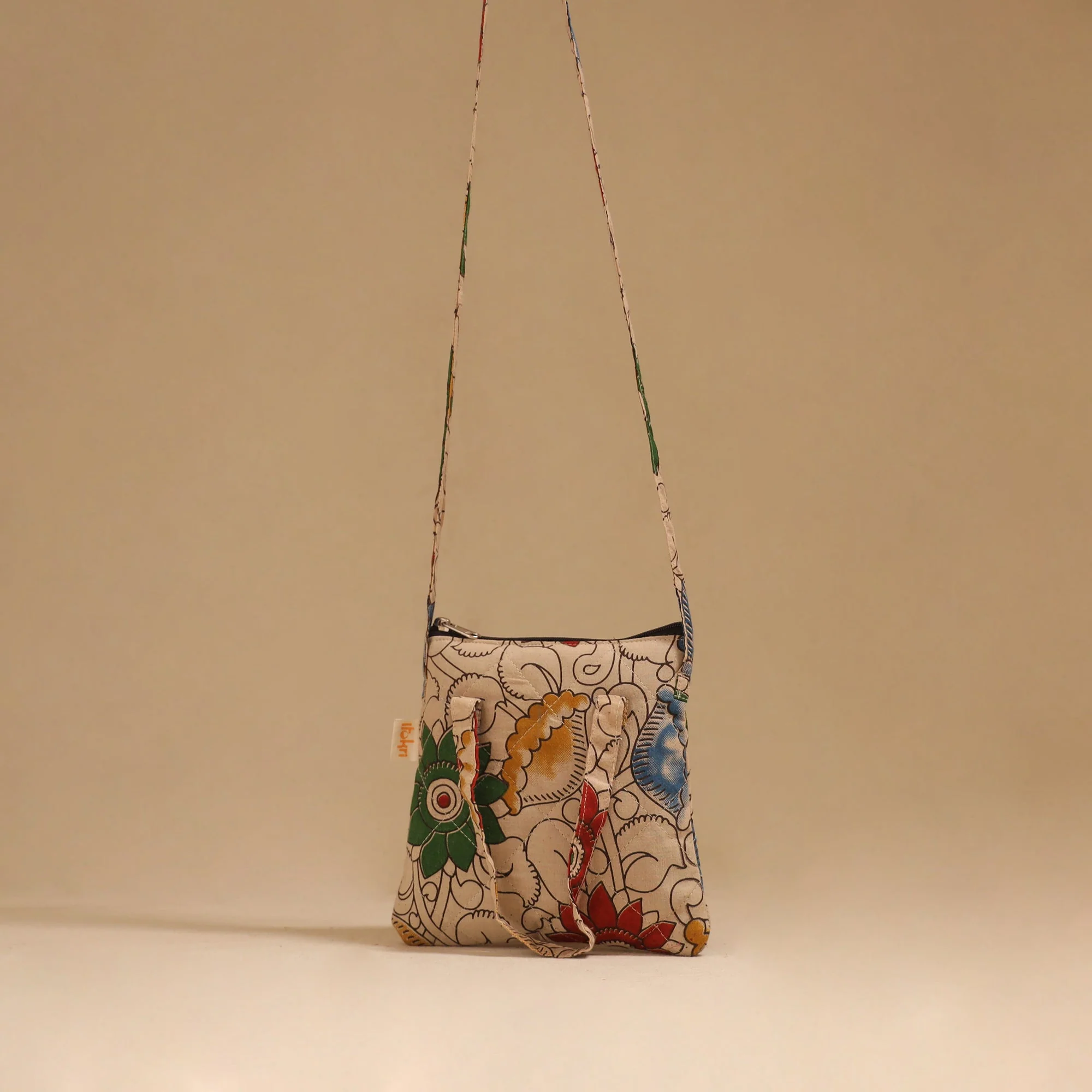 Beige - Handcrafted Quilted Sling Bag 69 - Image 2