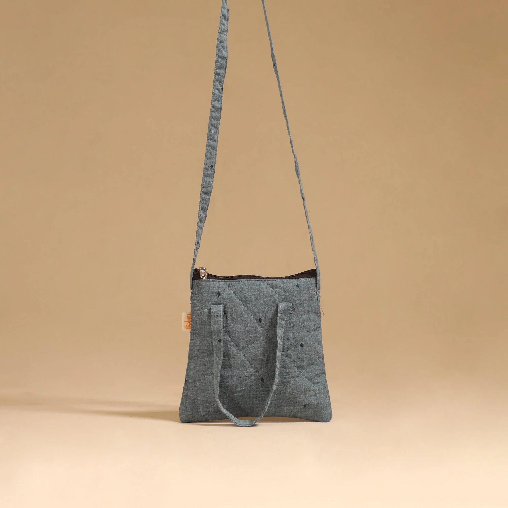 Grey - Handcrafted Quilted Sling Bag 80