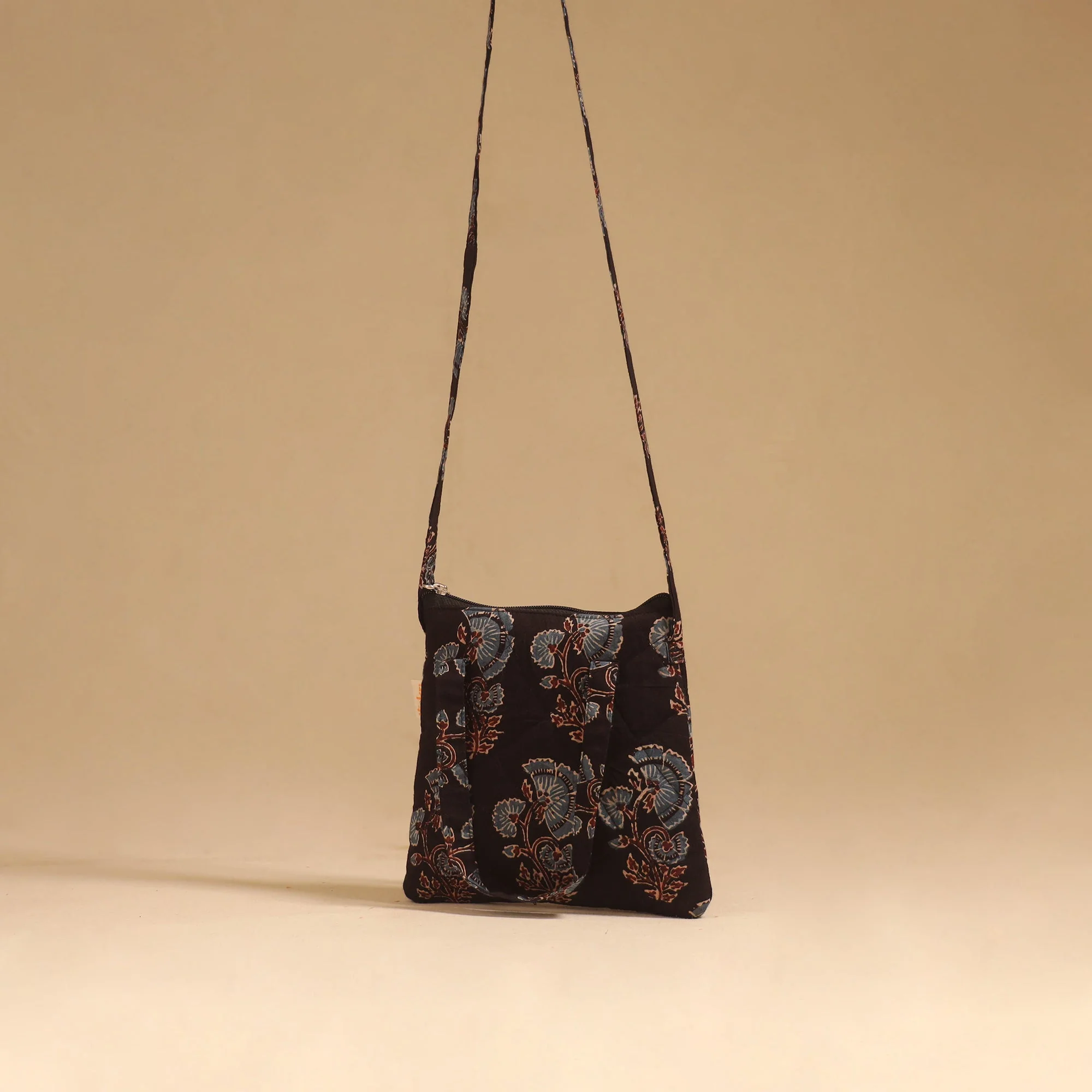 Black - Handcrafted Quilted Sling Bag 82 - Image 2