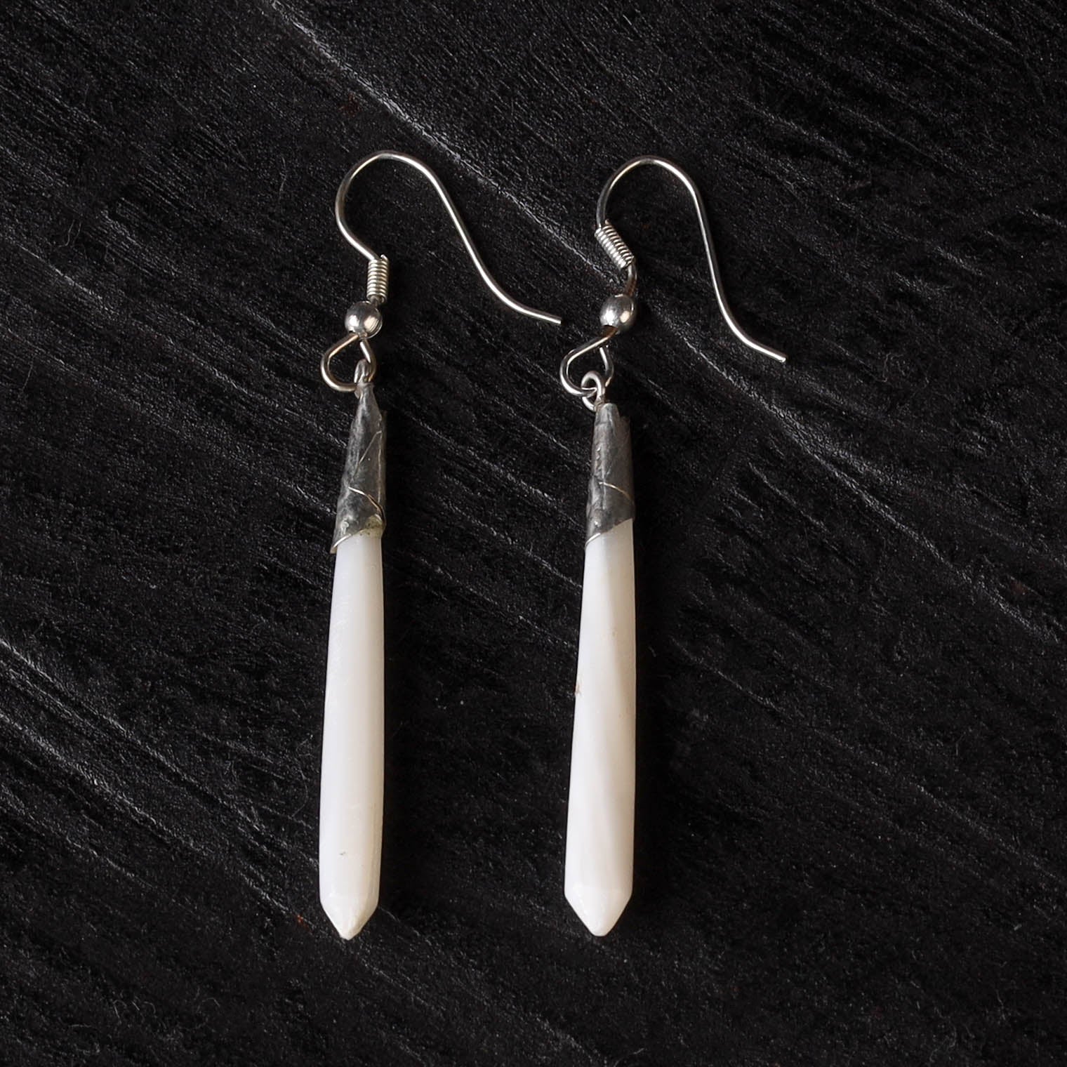 White - Handcrafted Seashell Earrings 40 - Image 2