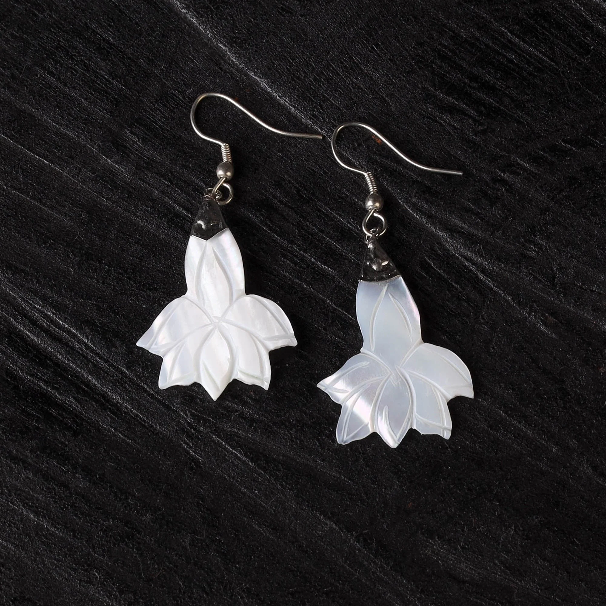 White - Handcrafted Seashell Earrings 52 - Image 2