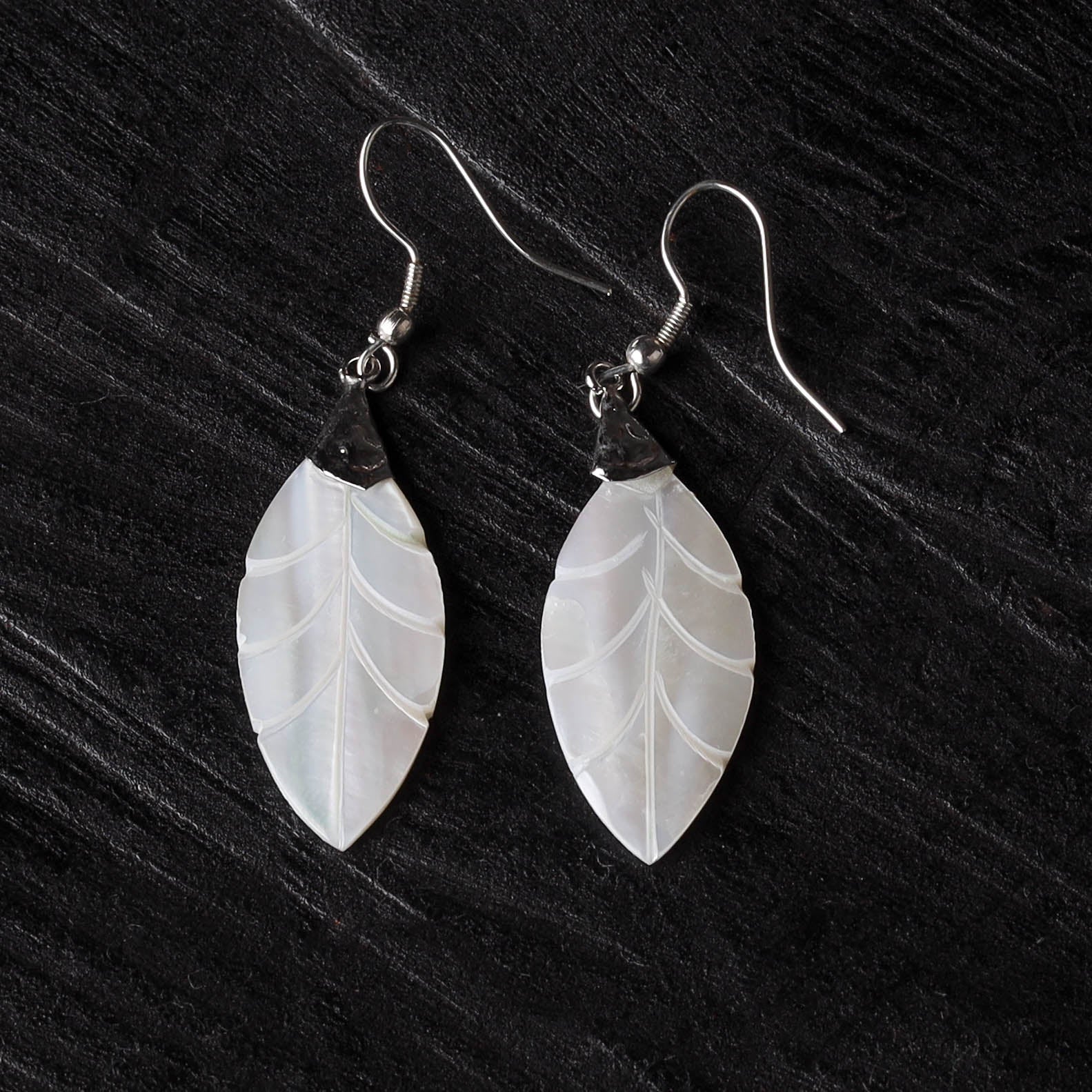 White - Handcrafted Seashell Earrings 59 - Image 2