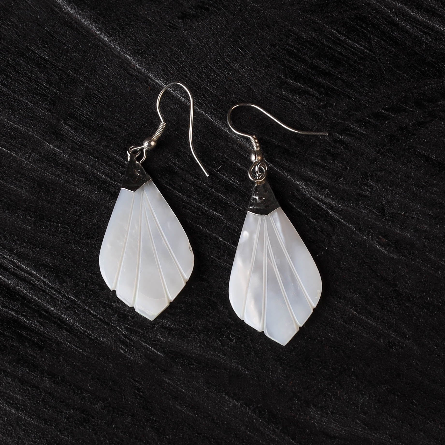 White - Handcrafted Seashell Earrings 60 - Image 2