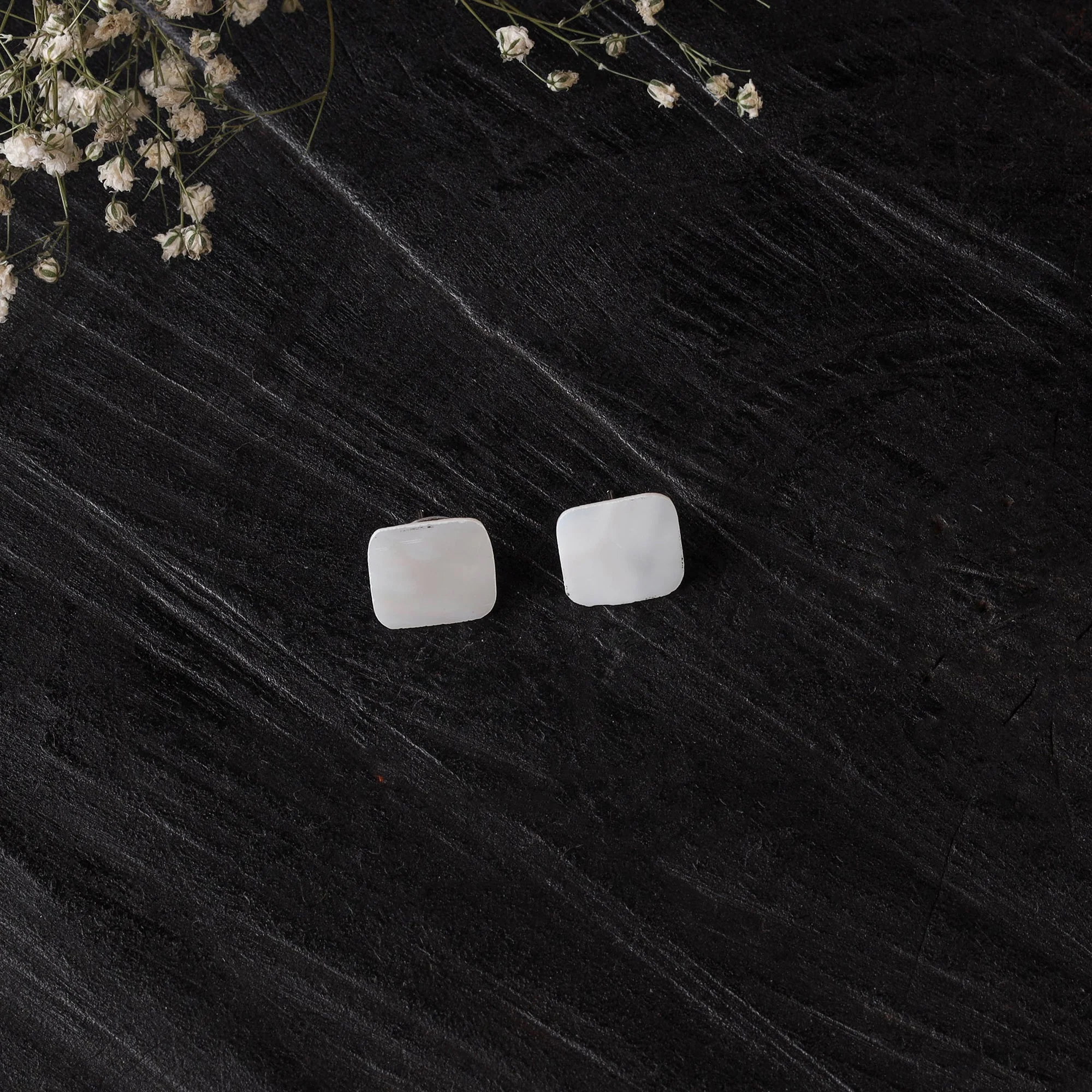 White - Handcrafted Seashell Stud Earrings 49