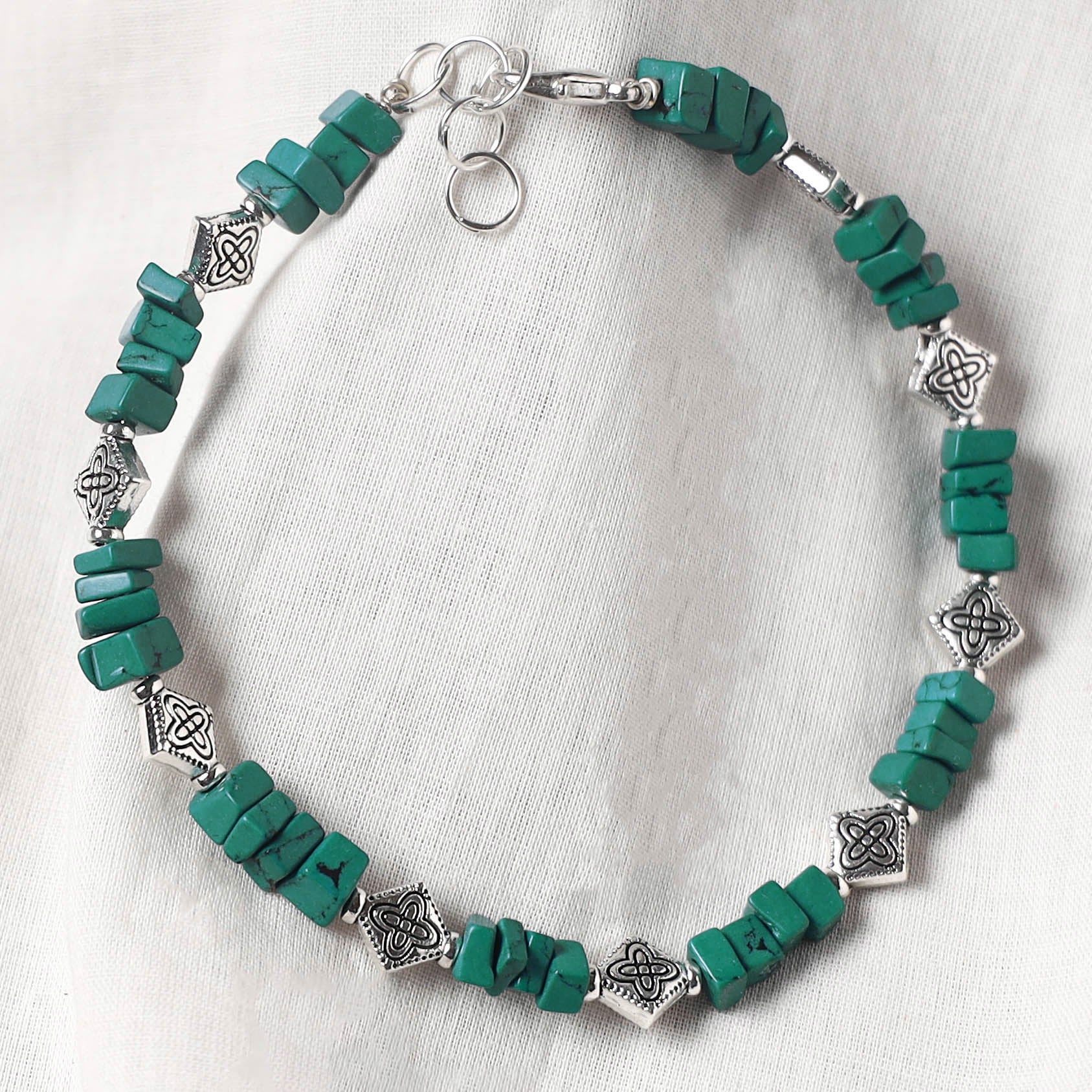 Green - Handcrafted Stone Work GS Anklet 05 - Image 2