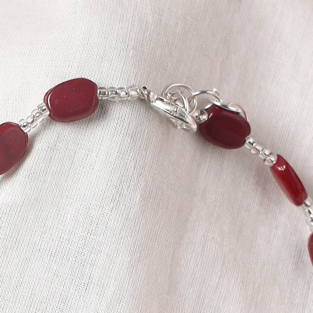 Red - Handcrafted Stone Work Anklet 08 - Image 4