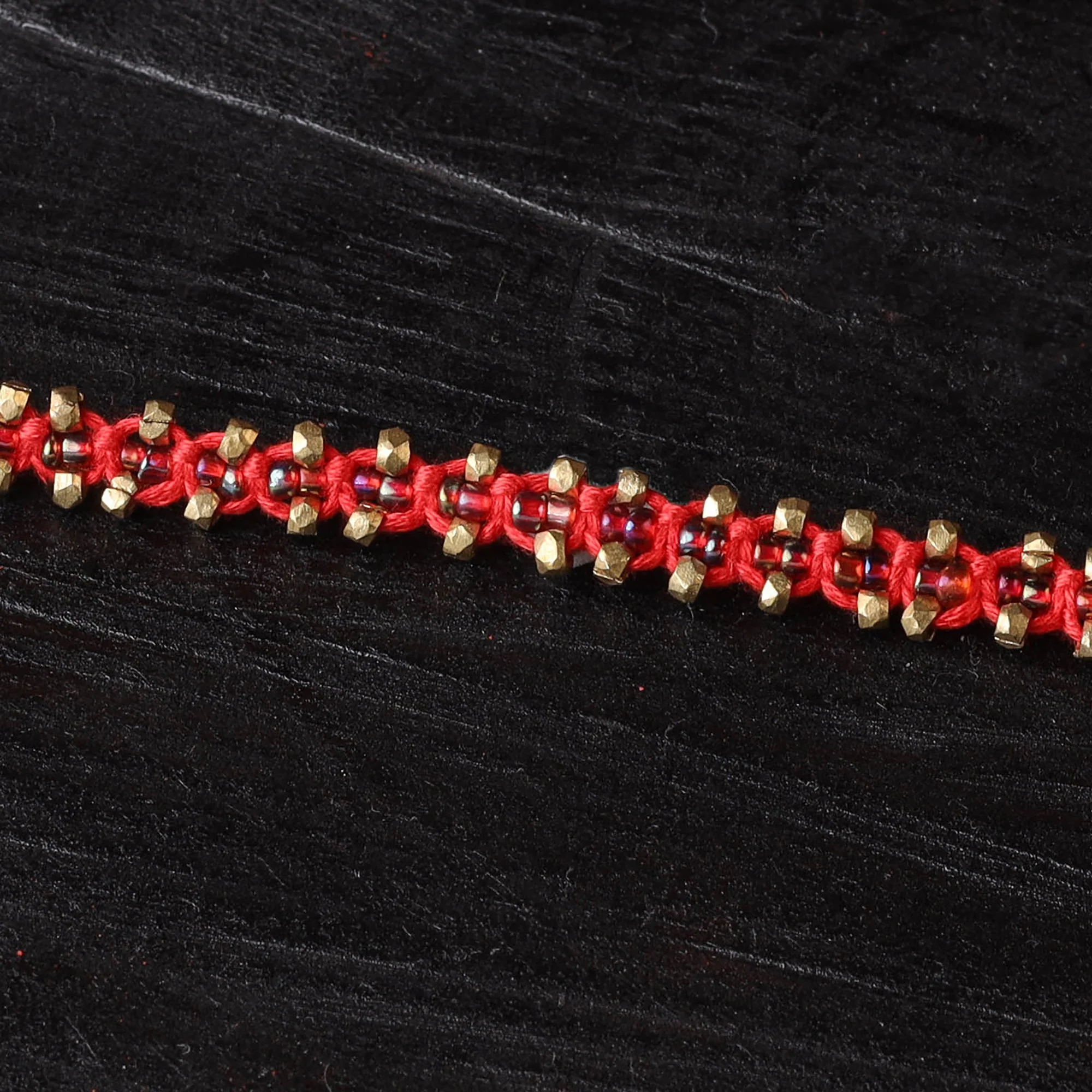 Red - Handcrafted Tribal Dokra Brass Thread Rakhi 16 - Image 2