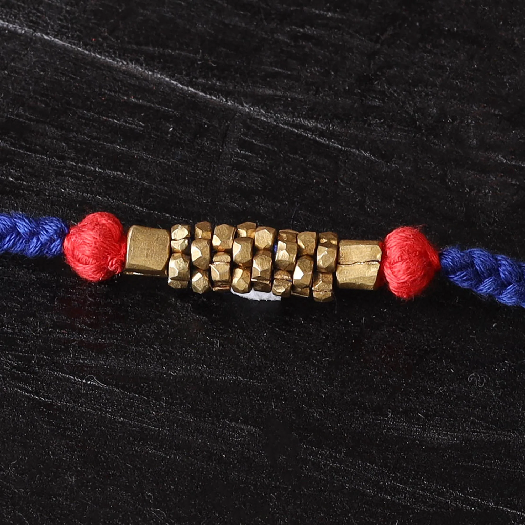 Blue - Handcrafted Tribal Dokra Brass Thread Rakhi 41 - Image 2