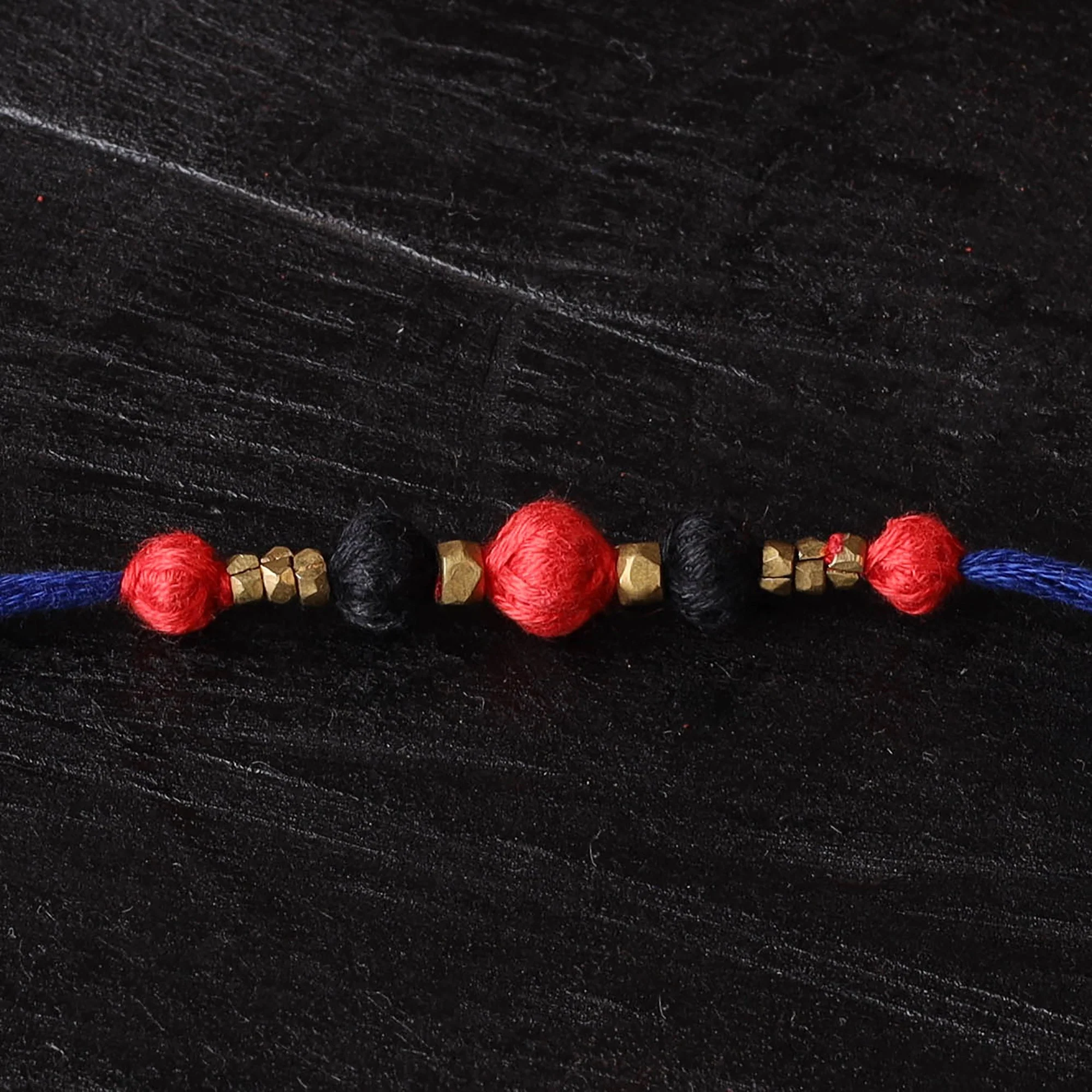 Blue - Handcrafted Tribal Dokra Brass Thread Rakhi 48 - Image 2