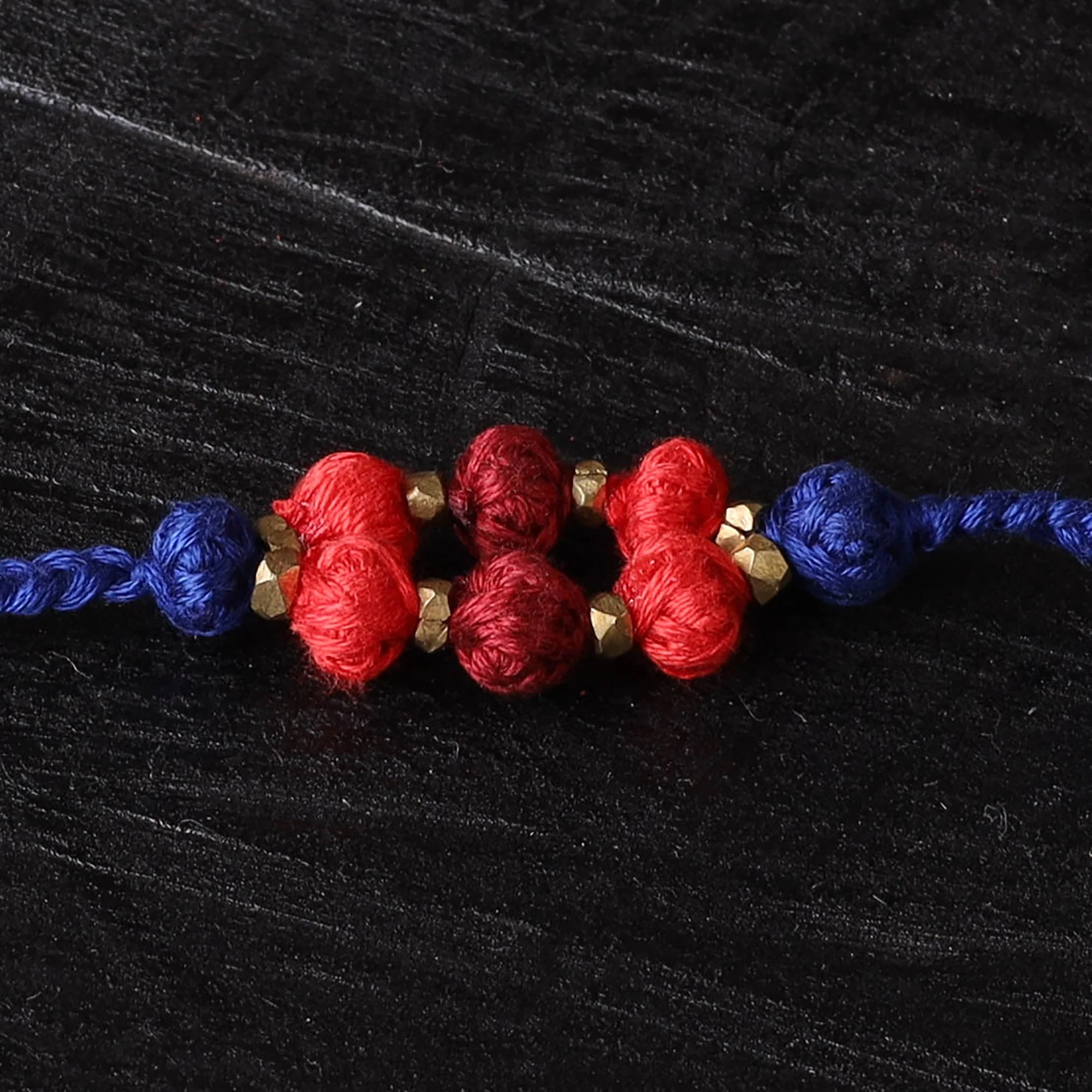 Blue - Handcrafted Tribal Dokra Brass Thread Rakhi 50 - Image 2